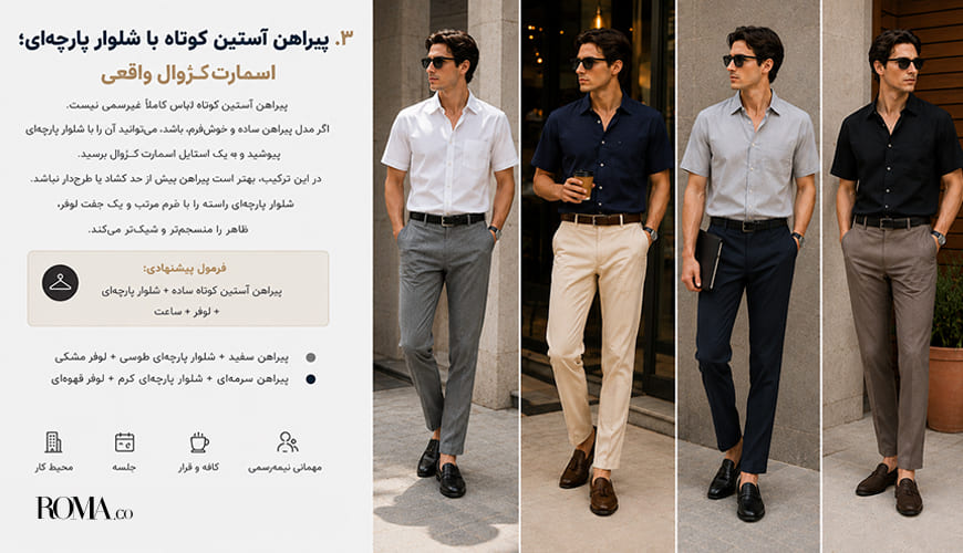 تیپ مردانه با پیراهن استین کوتاه