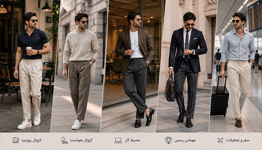 استایل با شلوار پارچه ای مردانه 