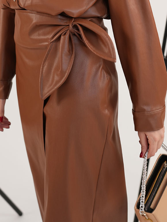 دامن چرم بلند زنانه-19236