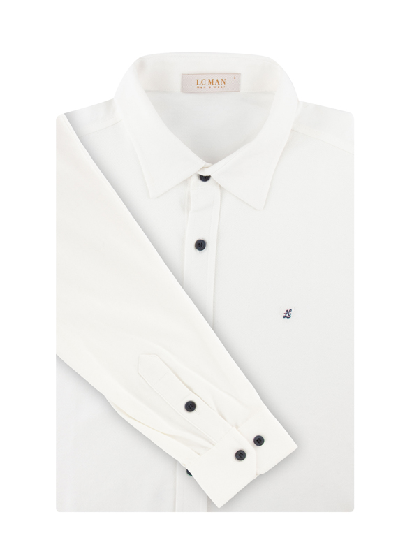 پیراهن مردانه سفید تریکو آستین بلند 050