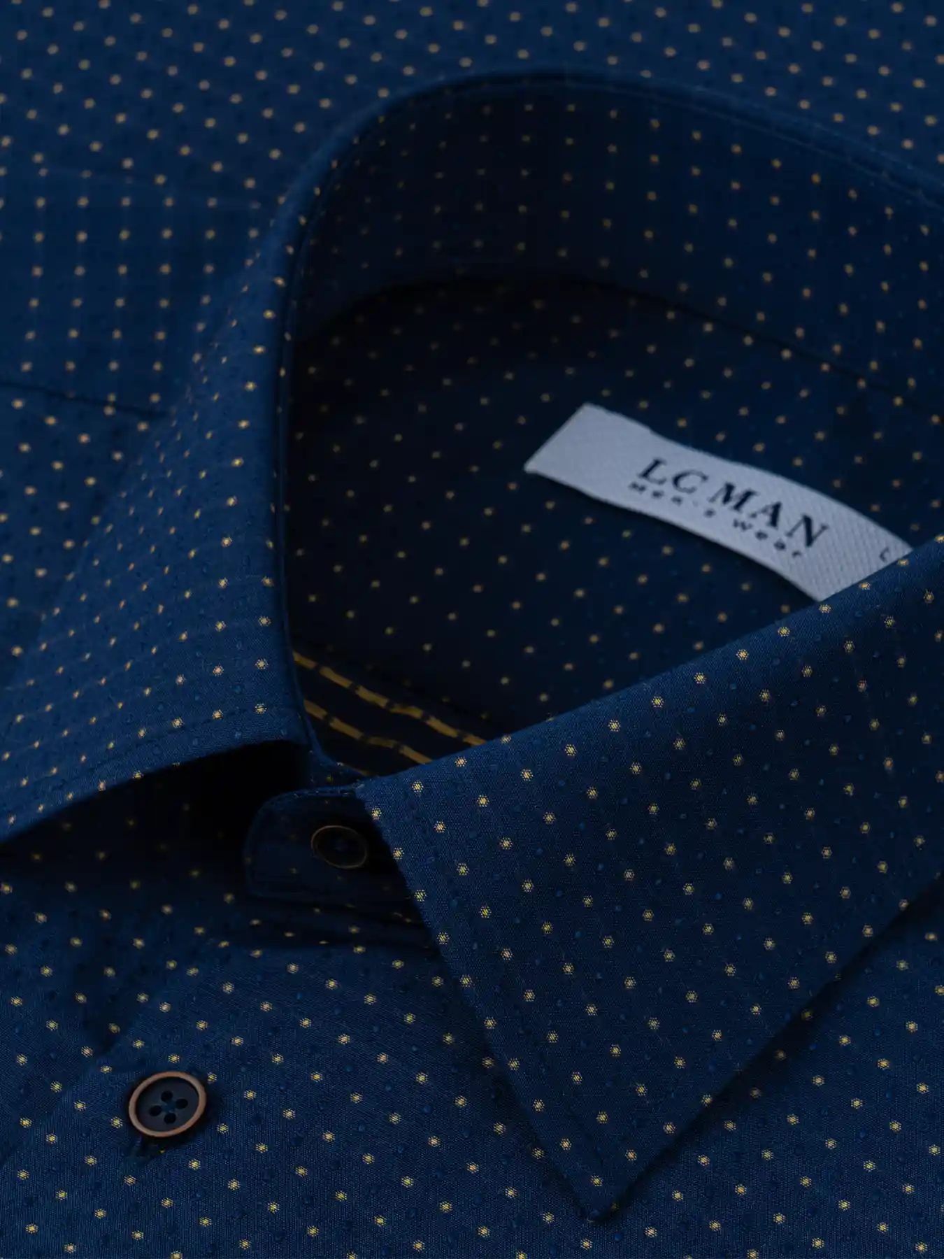 پیراهن آستین بلند سرمه ای طرح دار ال سی من 95