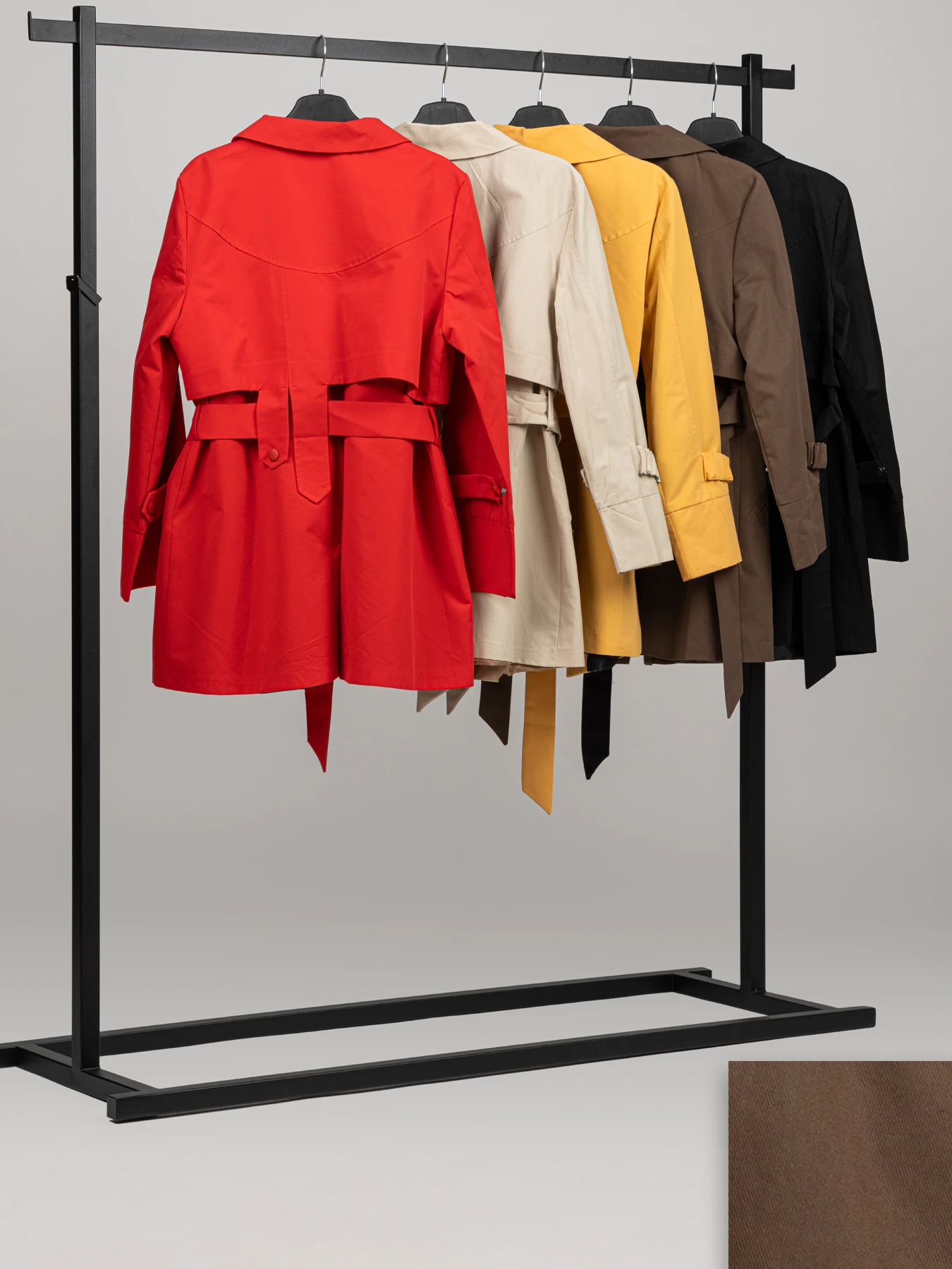 بارانی زنانه طرح کوتاه یقه انگلیسی قهوه ایی روما