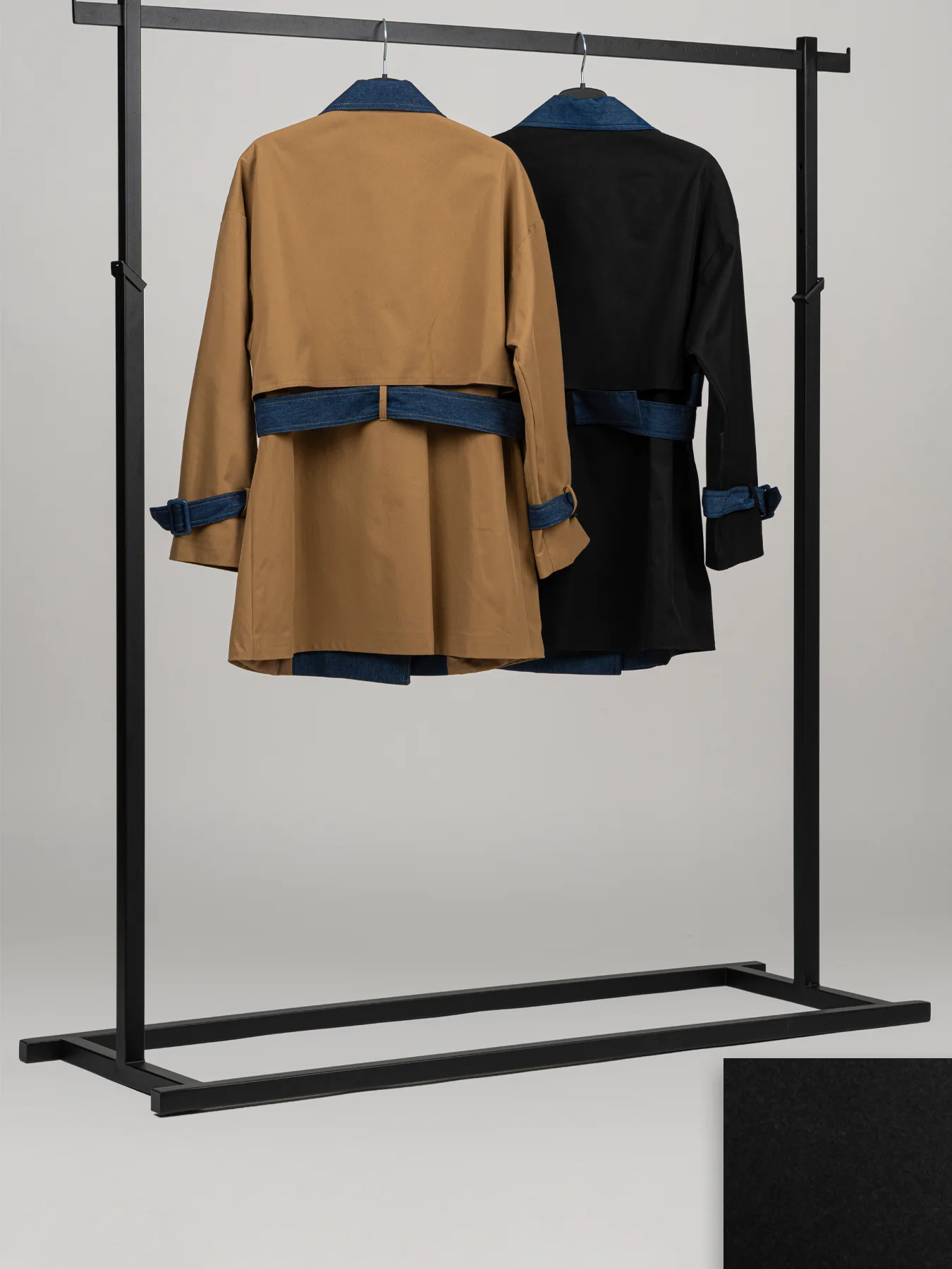 بارانی کتان یقه انگلیسی ژیله دار مشکی