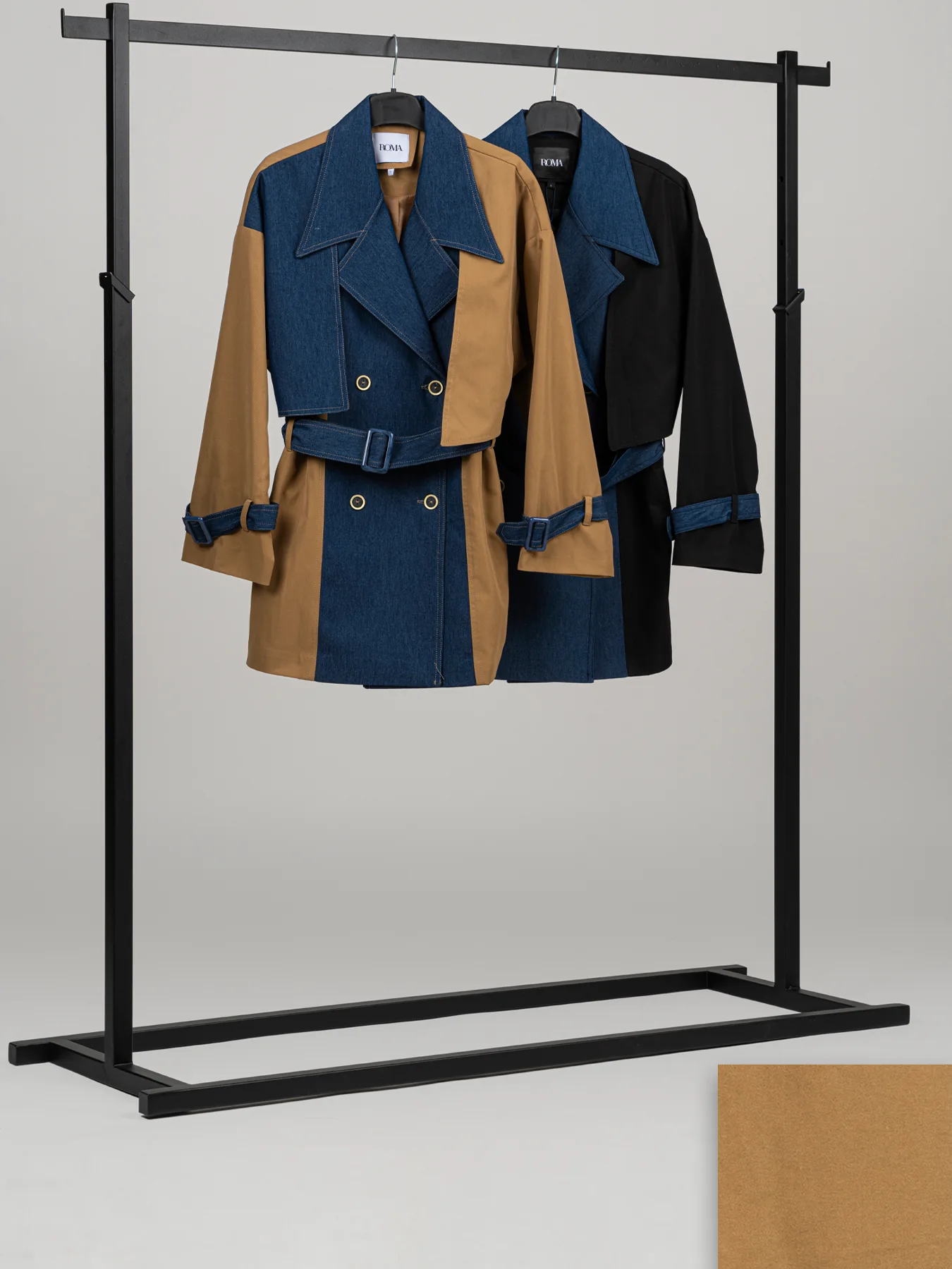 بارانی کتان یقه انگلیسی ژیله دار قهوه ای