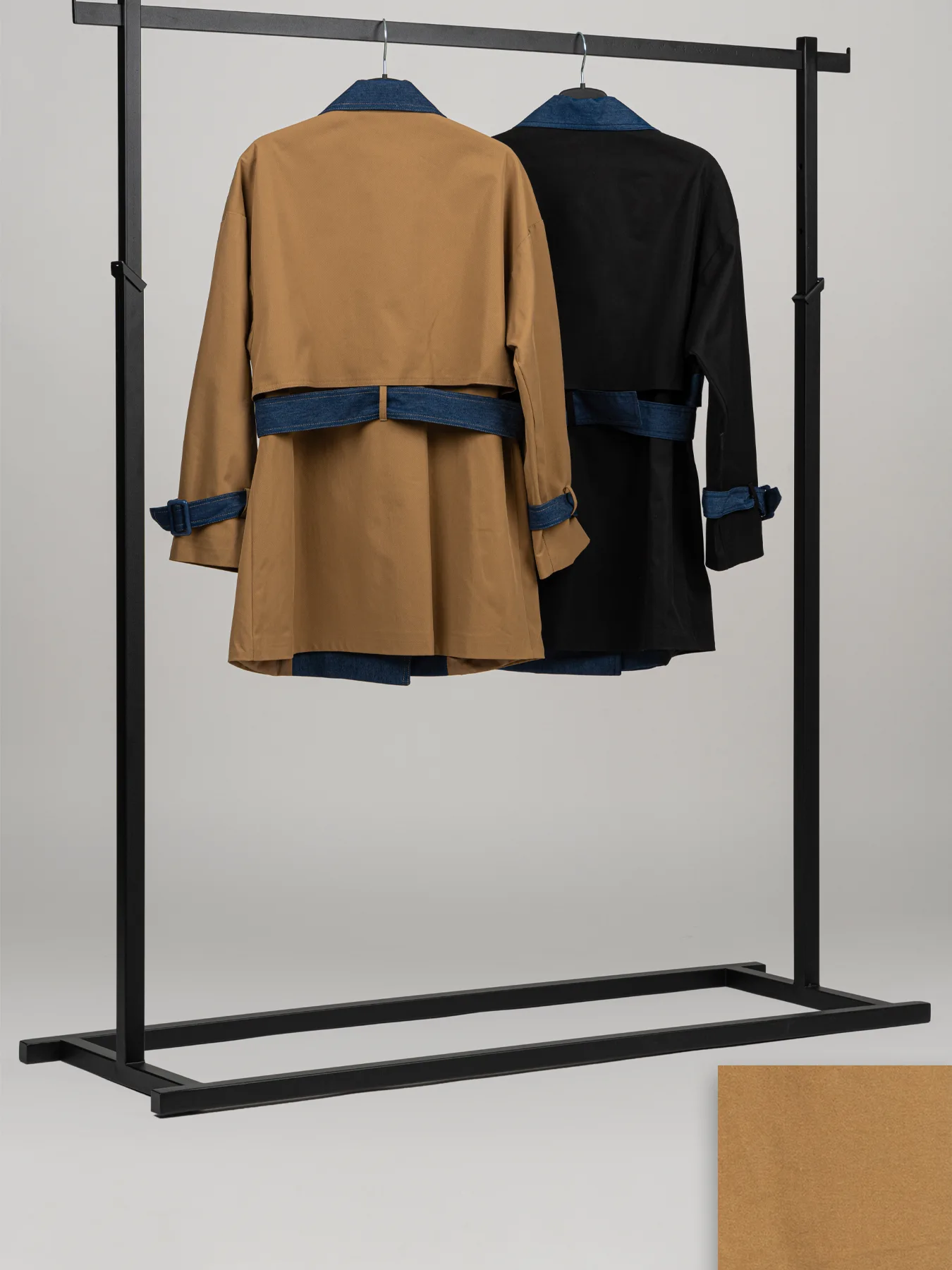 بارانی کتان یقه انگلیسی ژیله دار قهوه ای