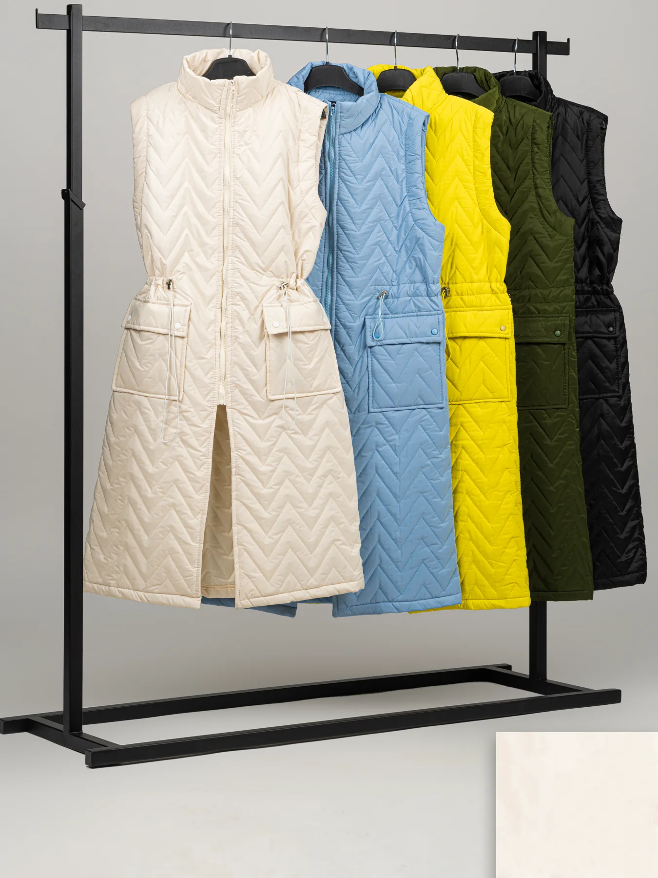 پافر یقه ایستاده سفید دوجیب بلند