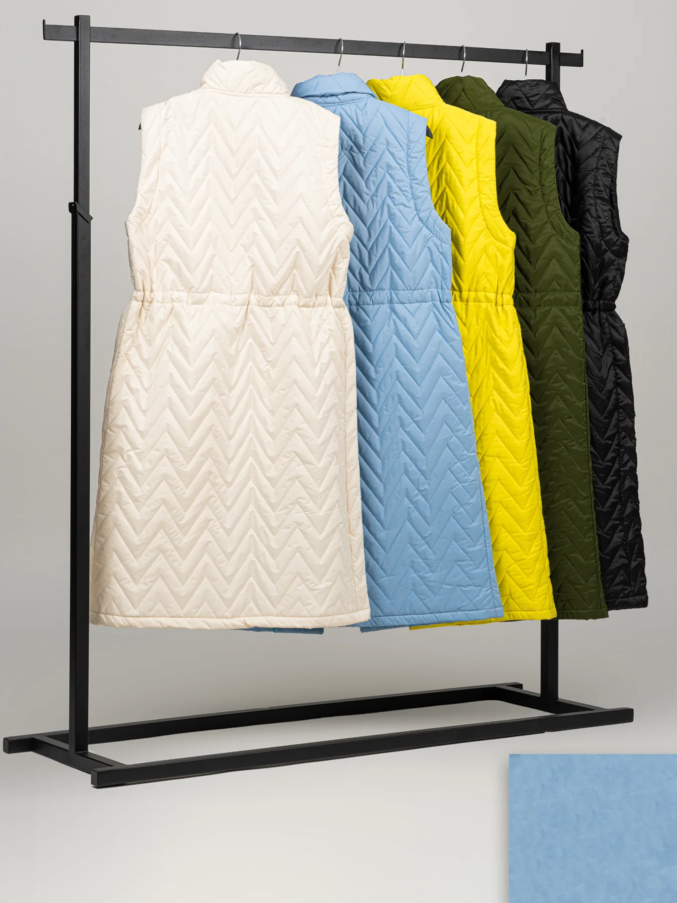 پافر یقه ایستاده آبی دو جیب بلند