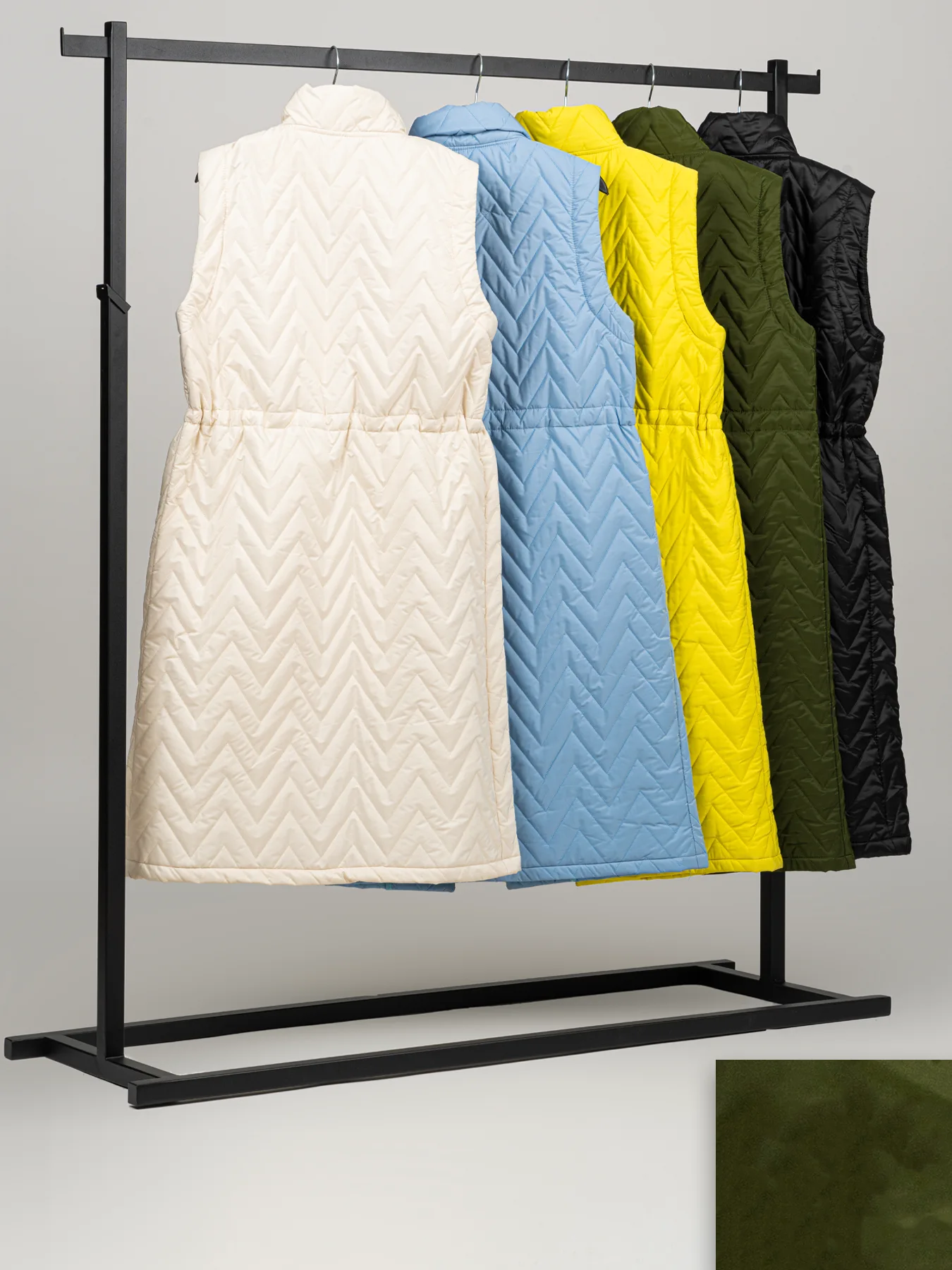 پافر یقه ایستاده سبز دو جیب بلند 