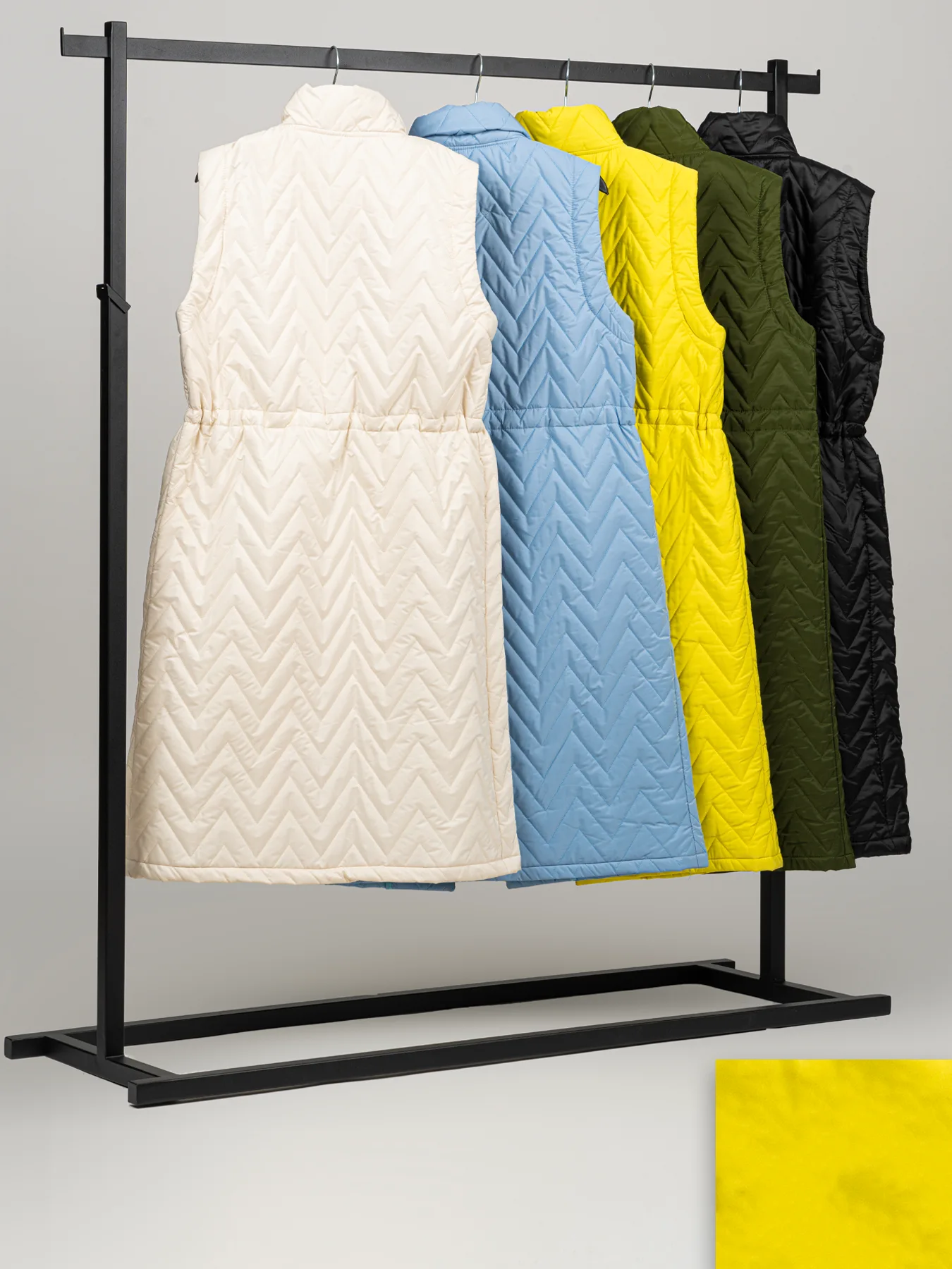 پافر یقه ایستاده زرد دوجیب بلند