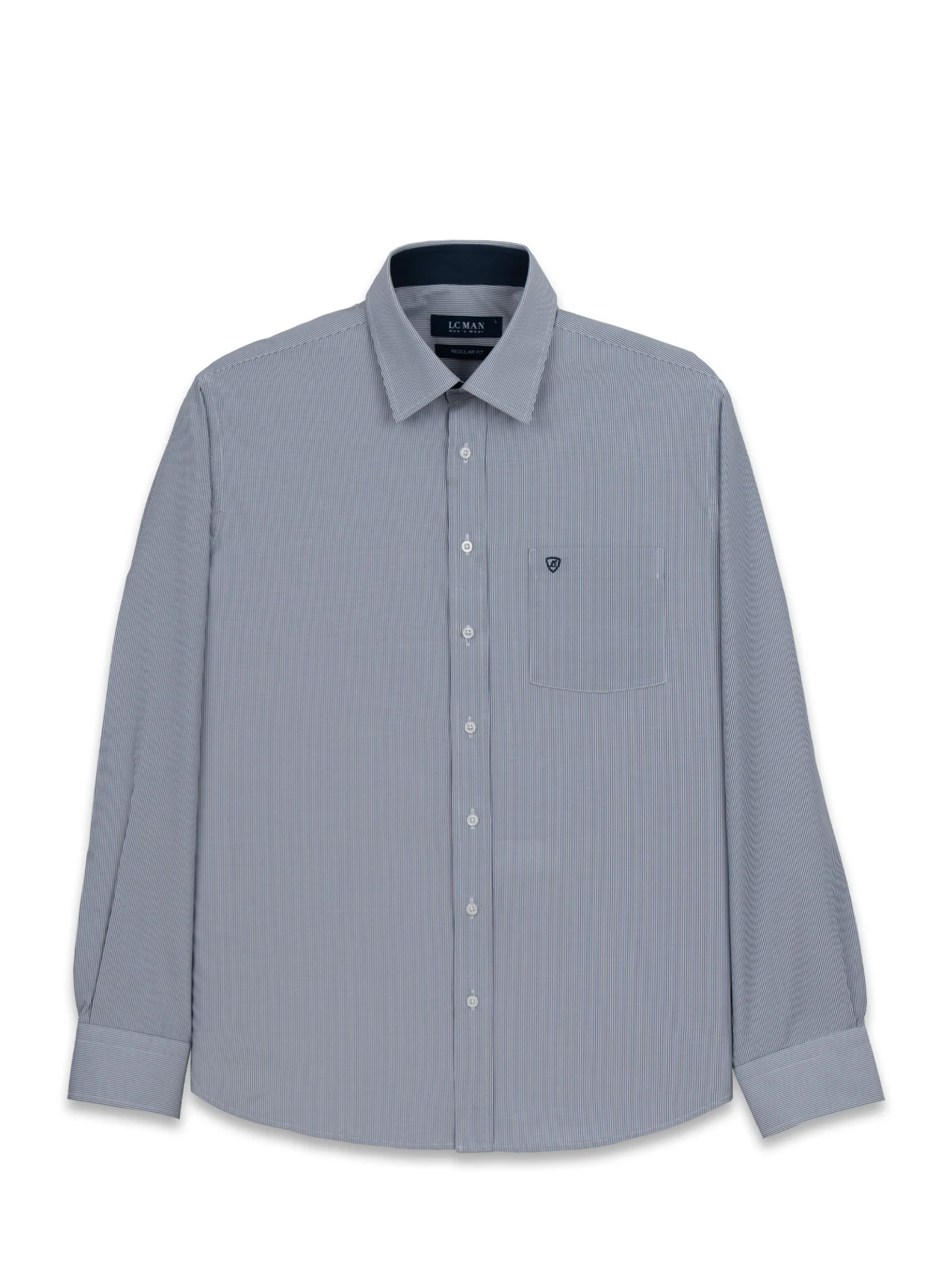 پیراهن آستین بلند راه راه ریز سرمه ای ال سی من 20