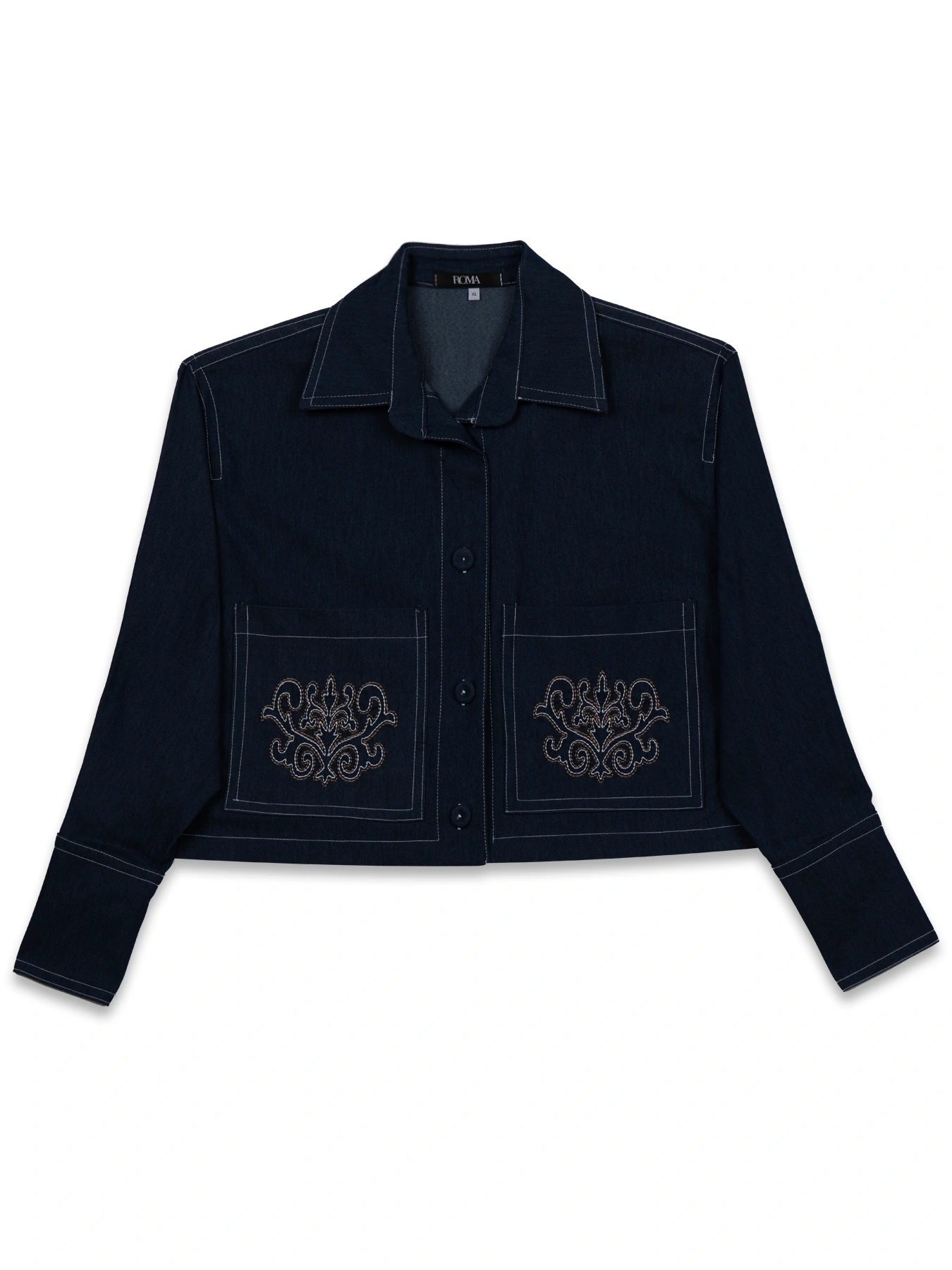 کت سرمه ای جین دوجیب فری سایز 