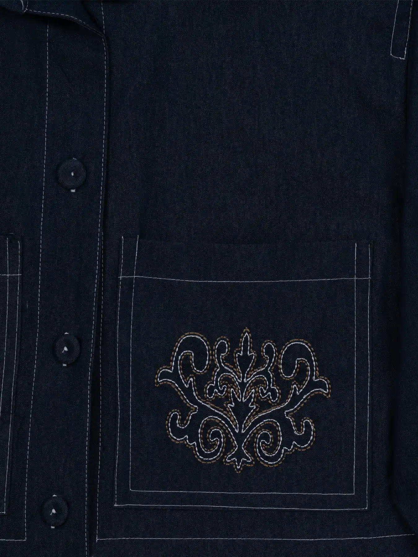 کت سرمه ای جین دوجیب فری سایز 