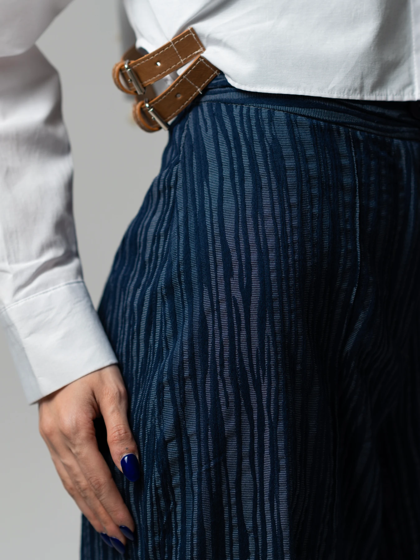 شلوار  پارچه ای زنانه سرمه ای مدل بگ 