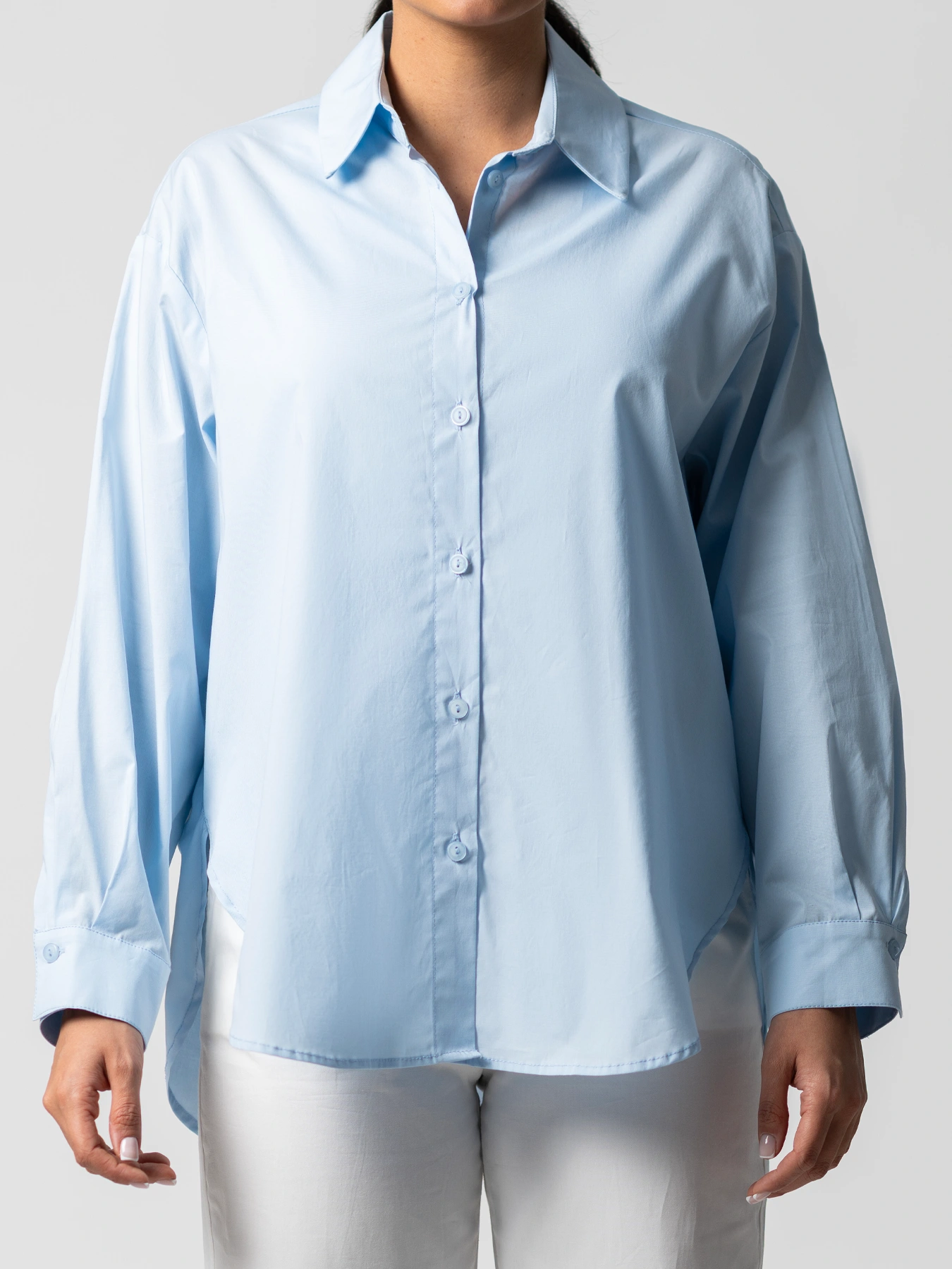 شومیز آبی زنانه پشت پیله ساده