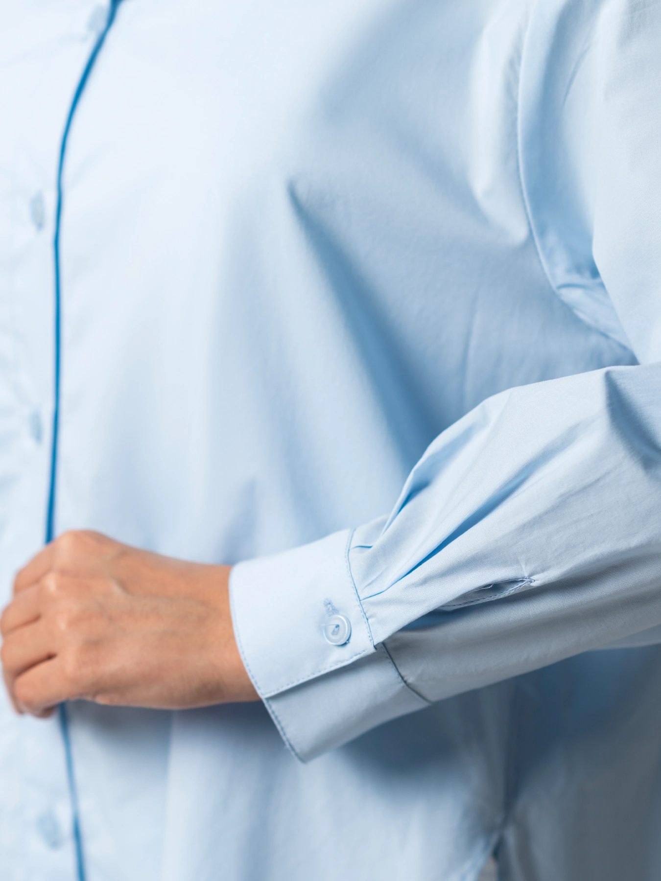 شومیز آبی زنانه پشت پیله ساده