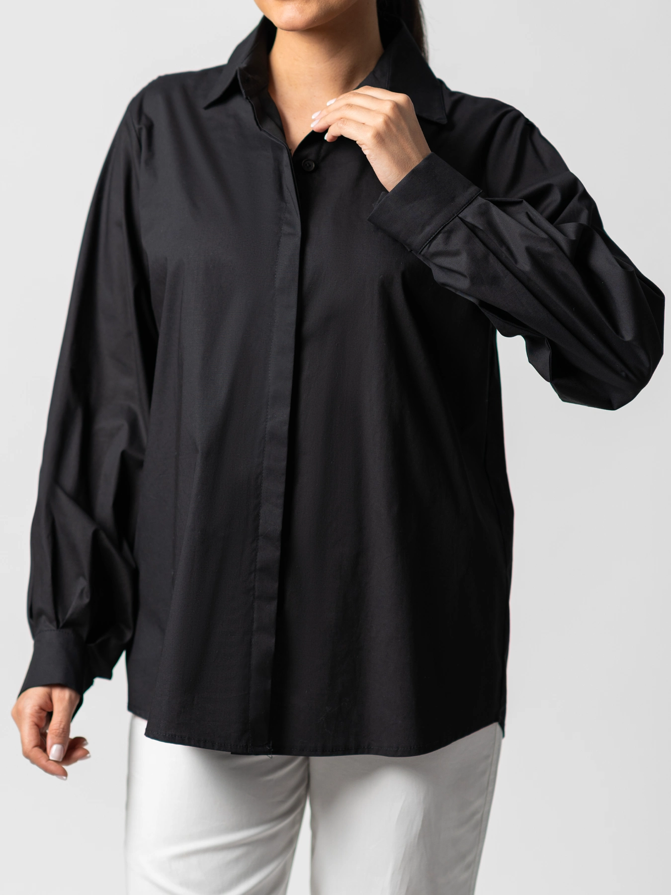 شومیز مشکی پوپلین ساده