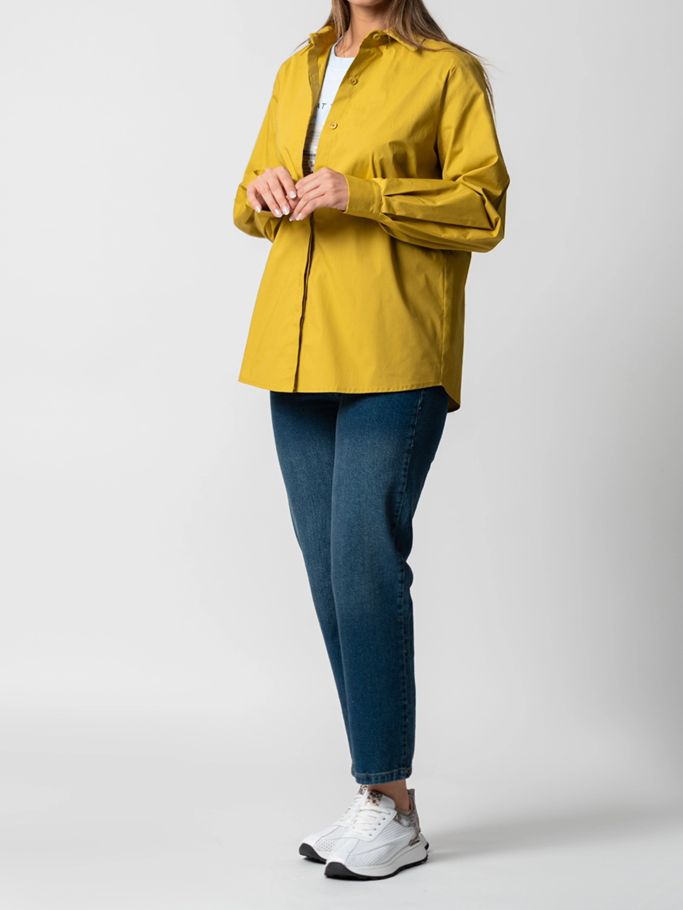 شومیز خردلی ساده دکمه مخفی11