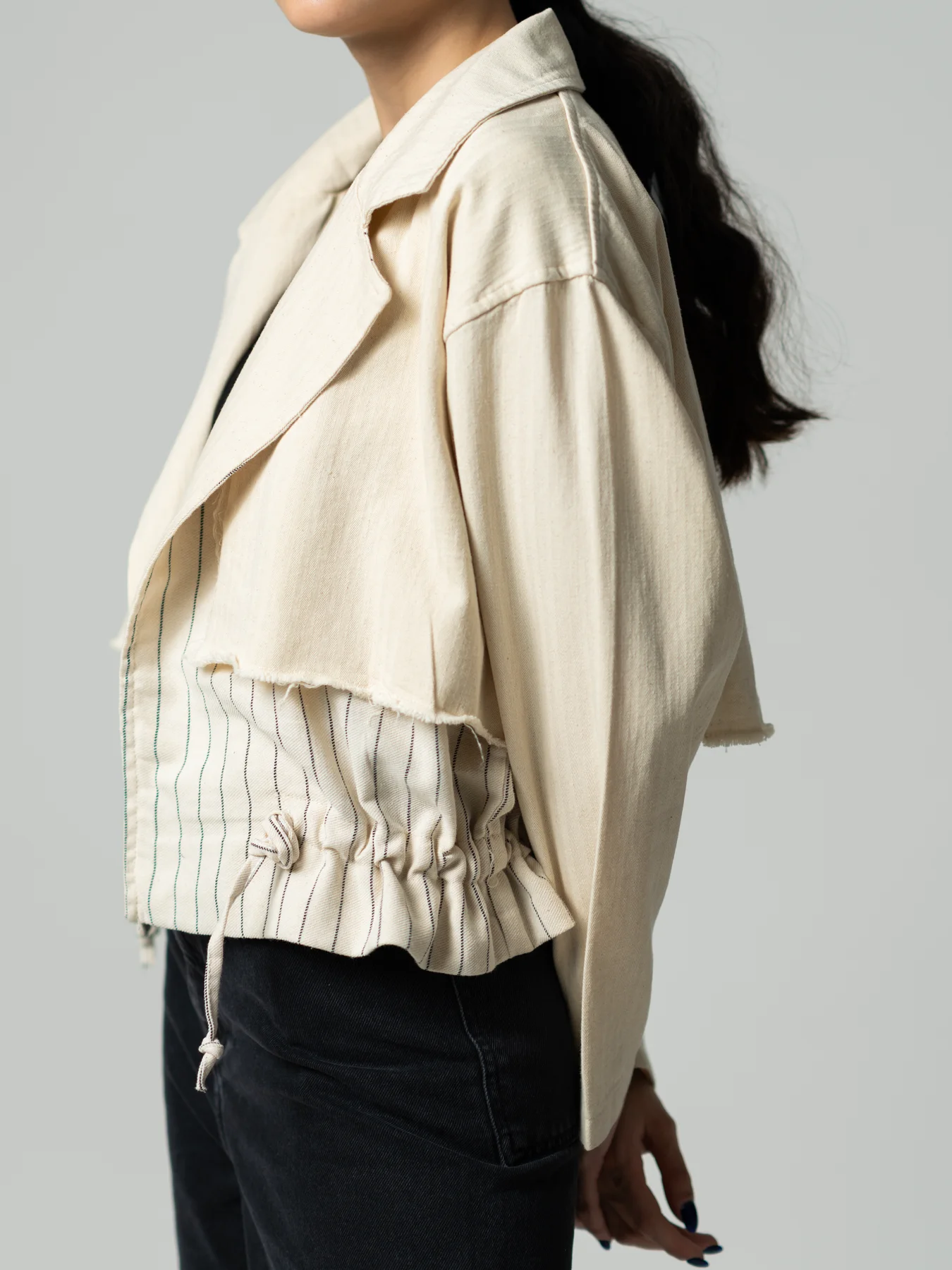 کت تک زنانه یقه انگلیسی کرم