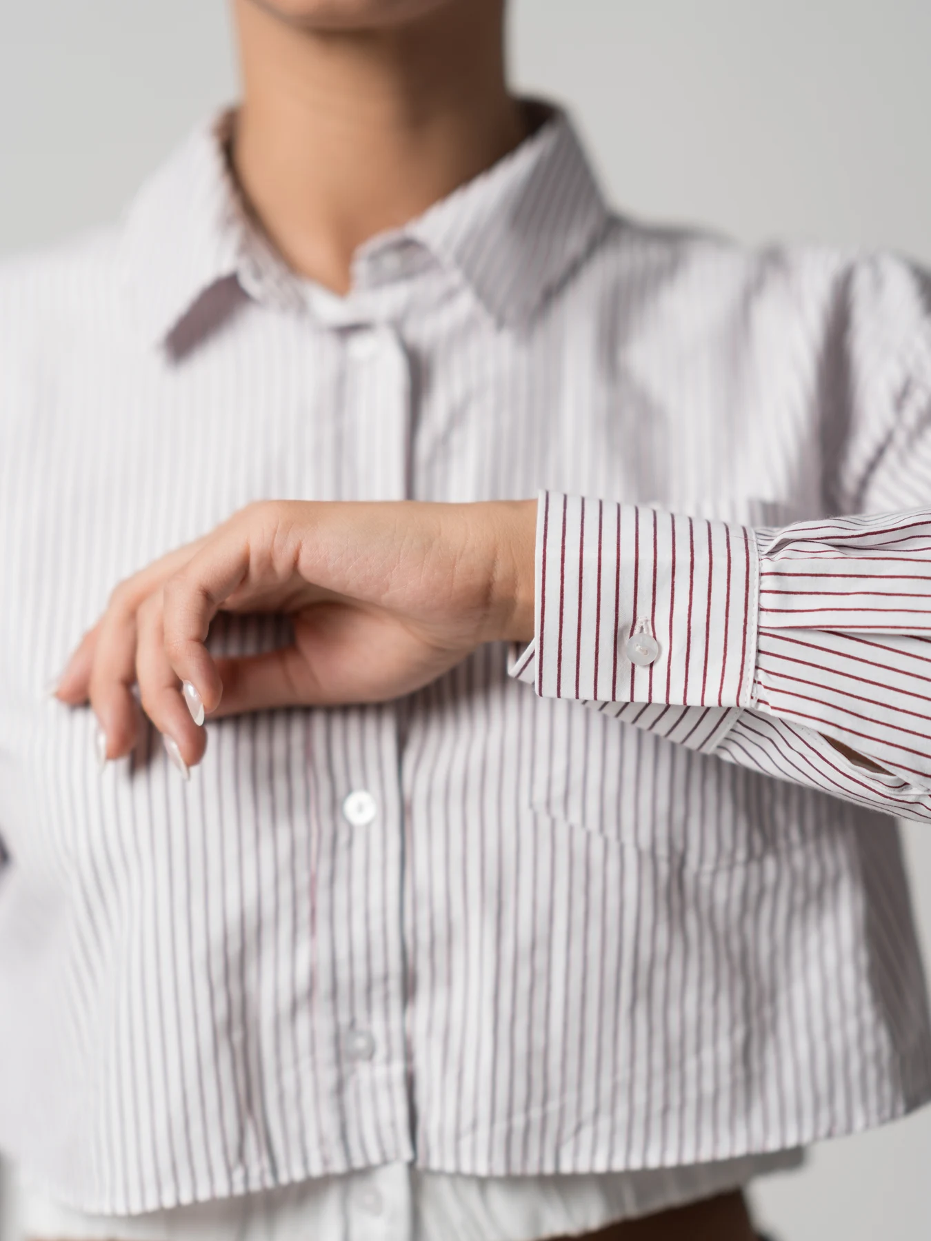 شومیز کراپ طرح دوتکه یقه پیراهنی راه راه 55