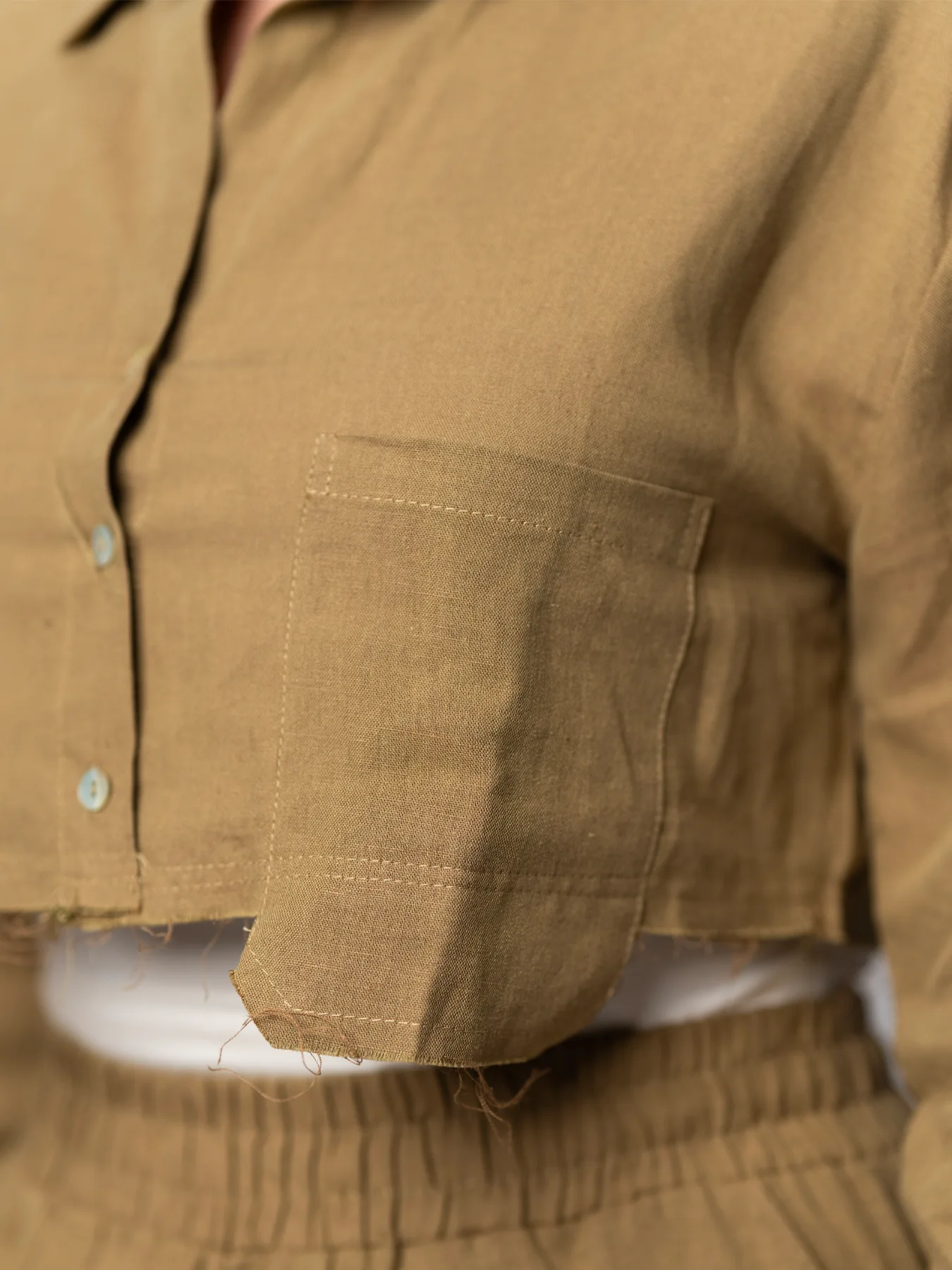 ست پیراهن و شلوار کراپ نسکافه ای