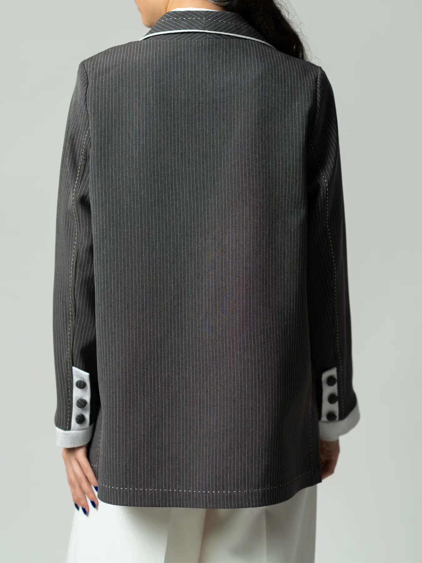 کت تک زنانه یقه آمریکایی طوسی