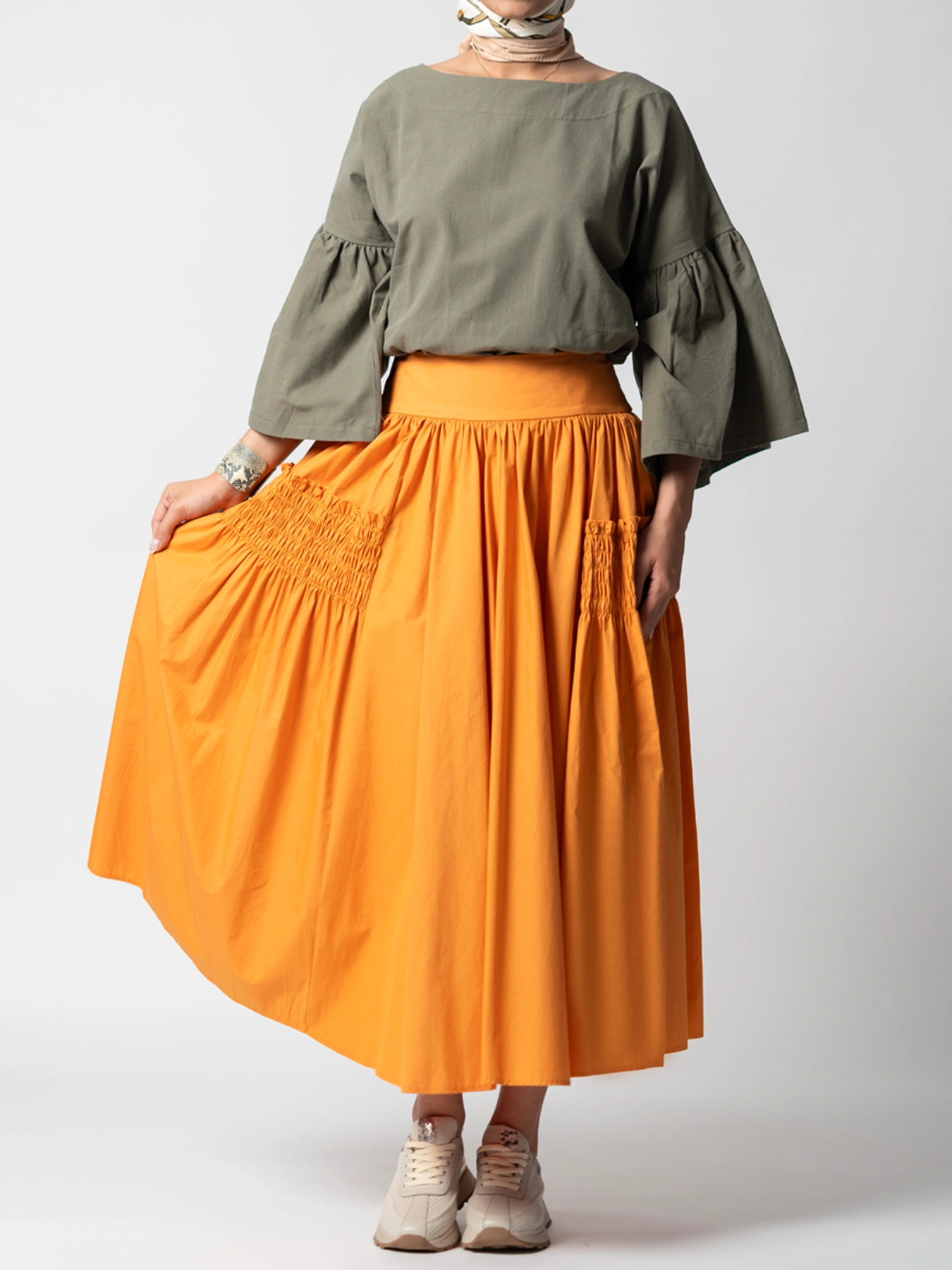 دامن نارنجی طرح چین  