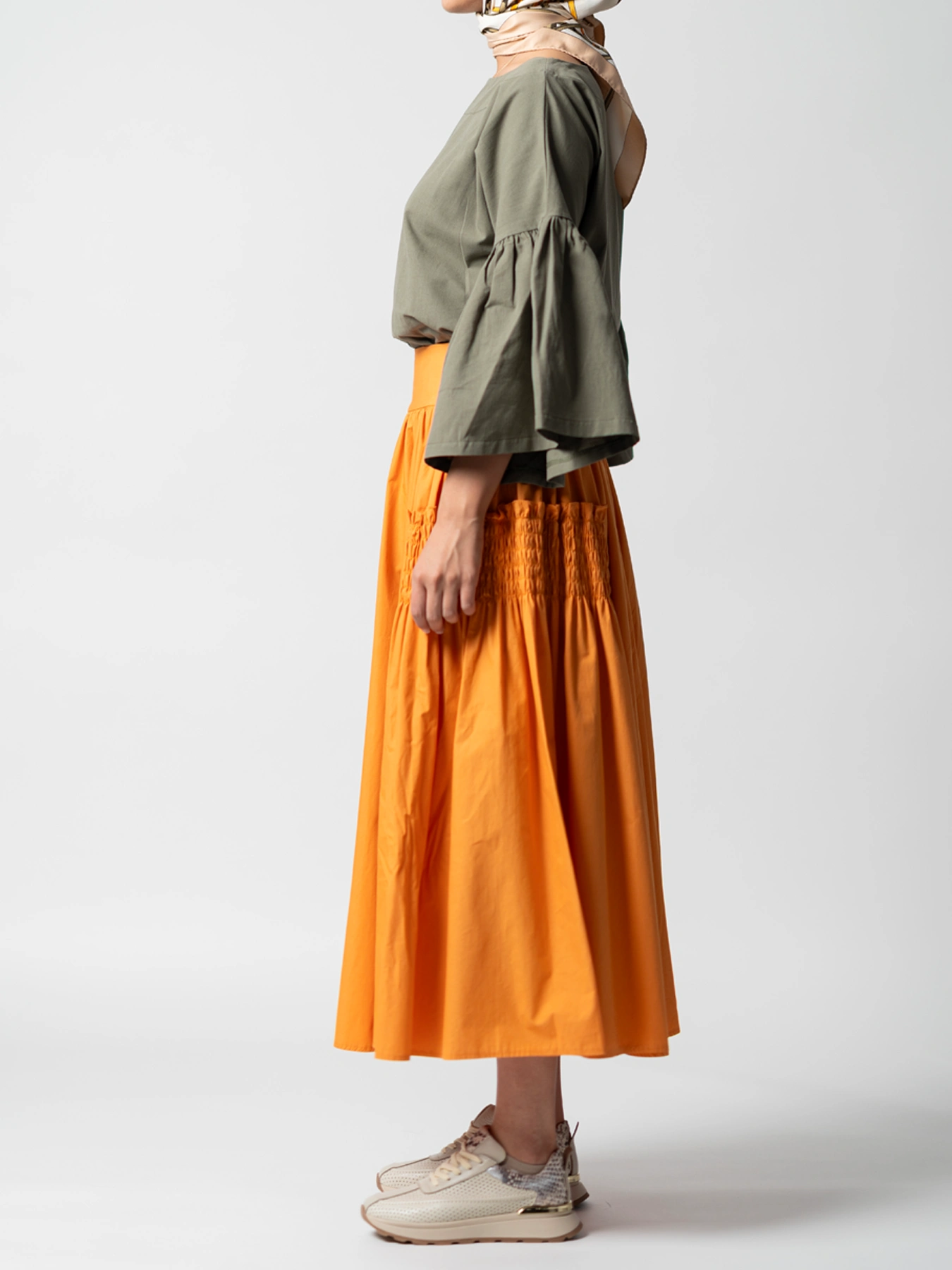 دامن نارنجی طرح چین  