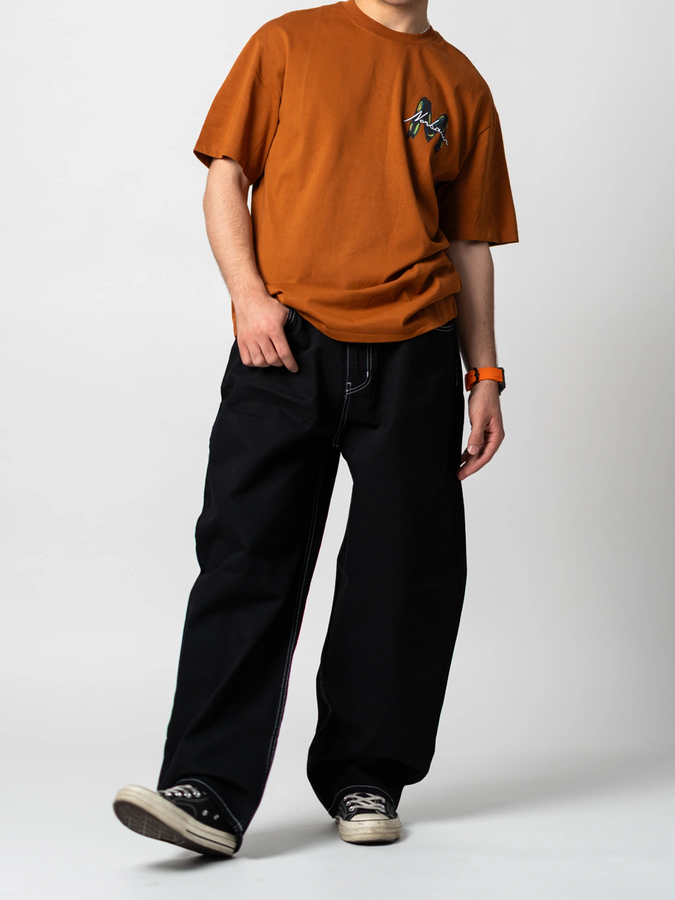 تیشرت مردانه یقه گرد طرح دار 