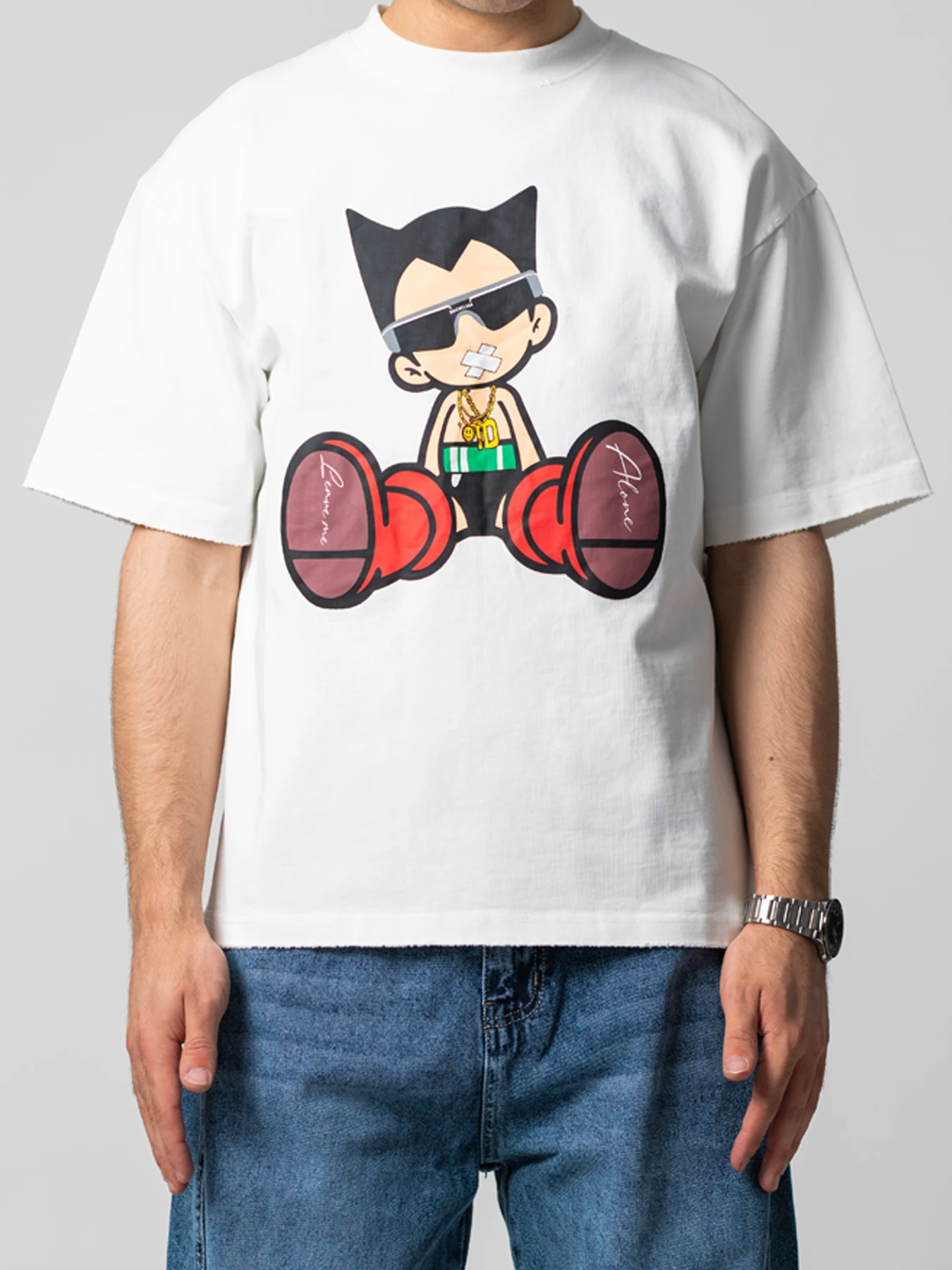 تیشرت مردانه سفید یقه گرد طرح دار 11