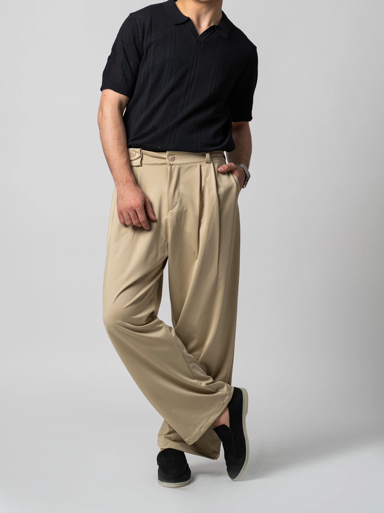 تیشرت مردانه مشکی راه راه