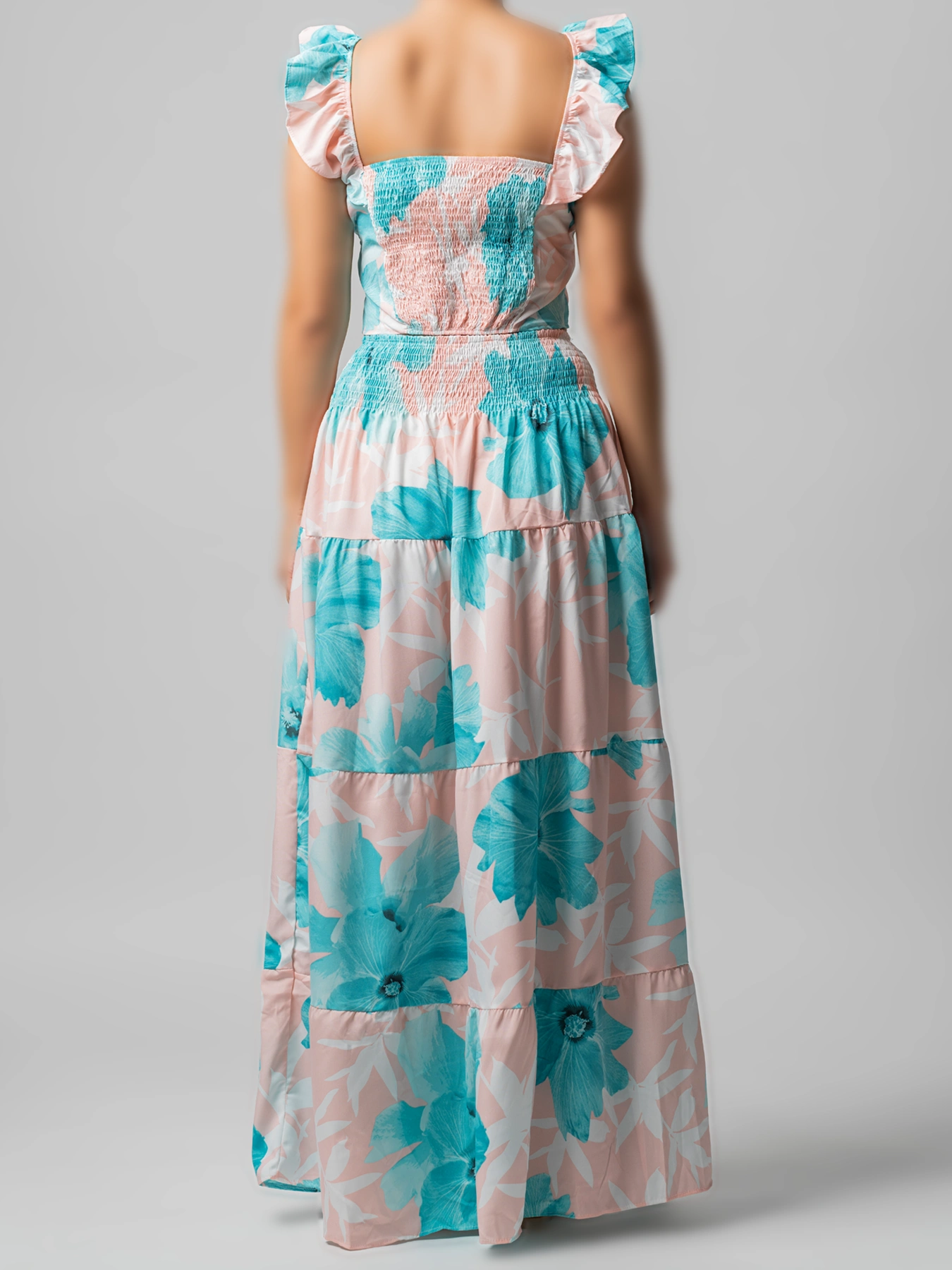 تاپ و دامن ساحلی آبی صورتی