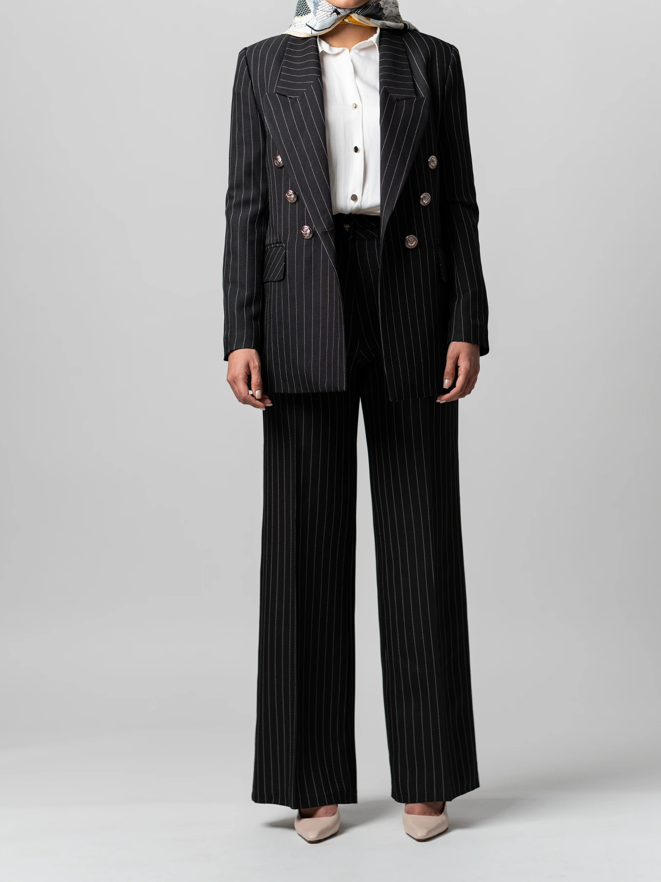 کت شلوار زنانه مشکی دیپلمات یقه بلیزر 