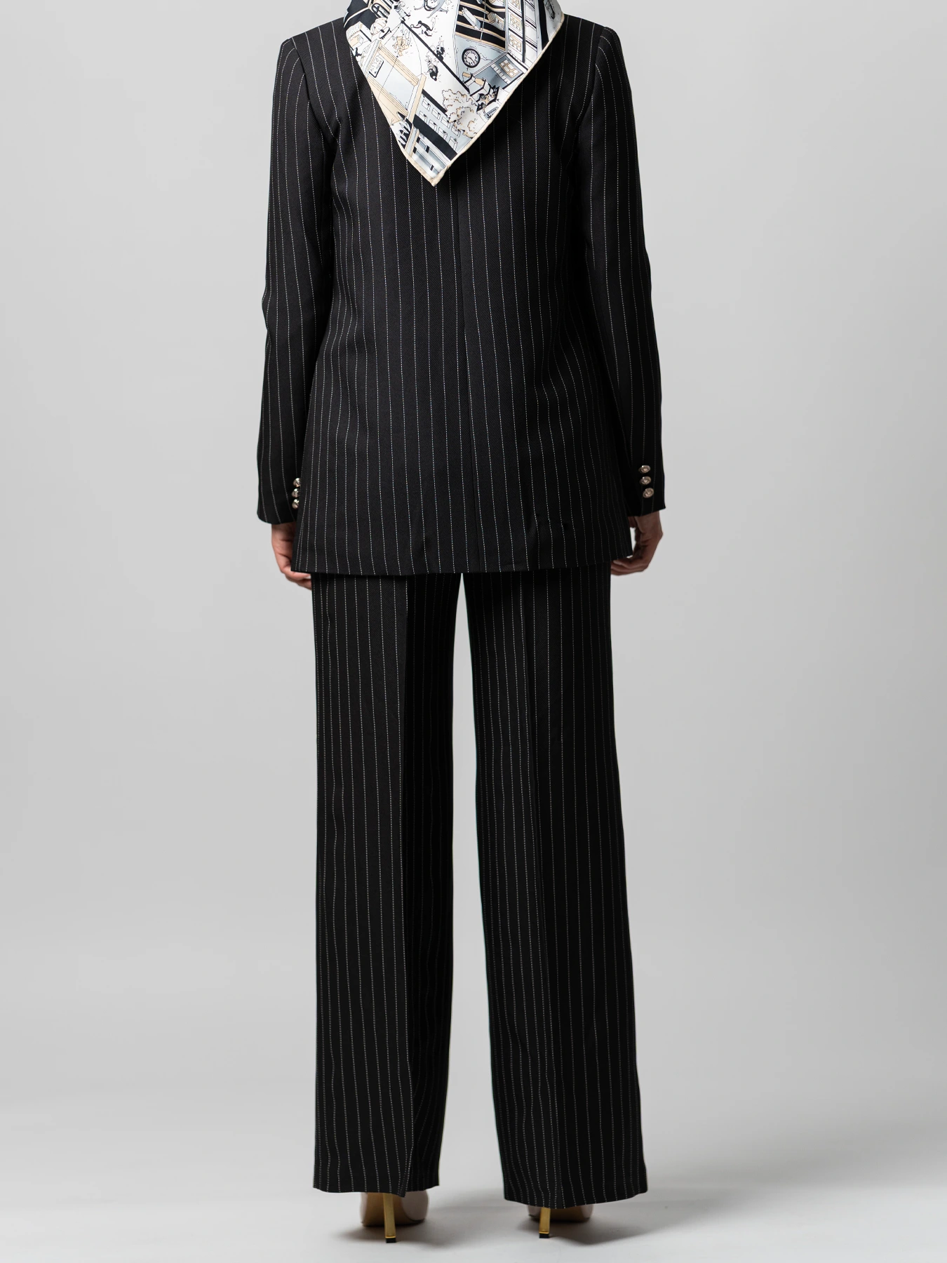 کت شلوار زنانه مشکی دیپلمات یقه بلیزر 