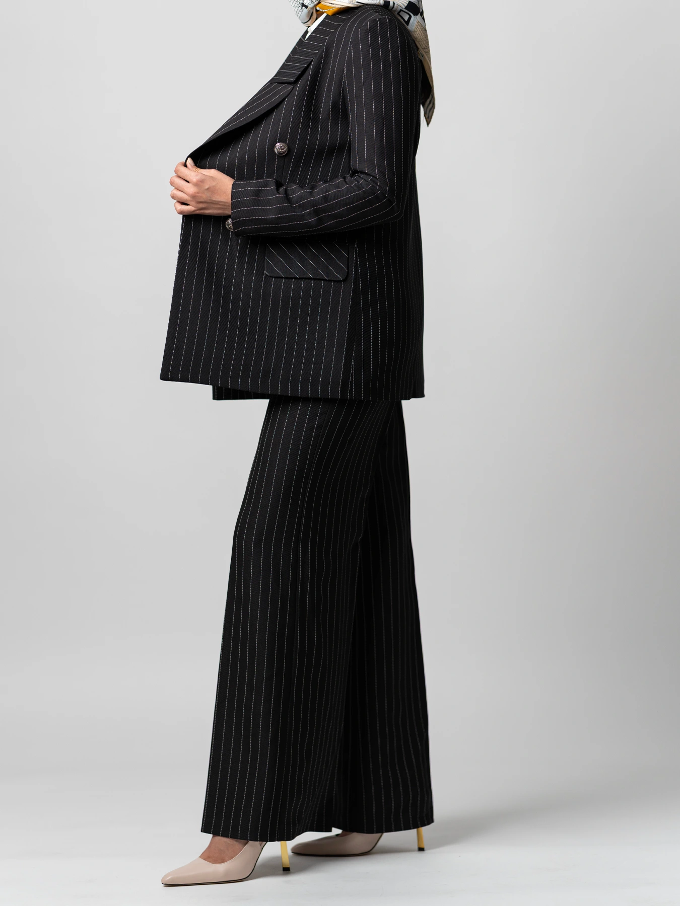 کت شلوار زنانه مشکی دیپلمات یقه بلیزر 