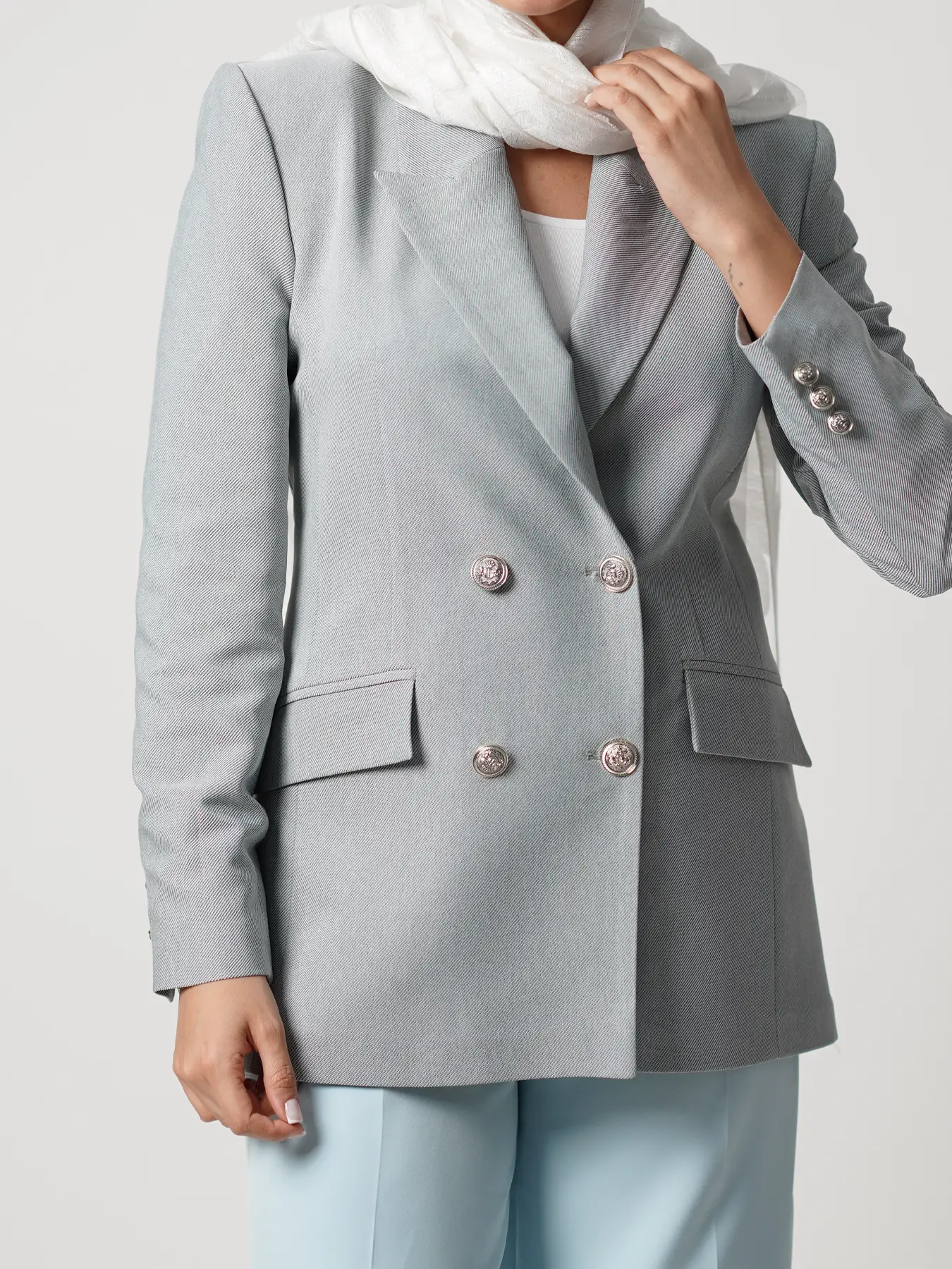 کت تک یقه بلیزر کج راه طوسی