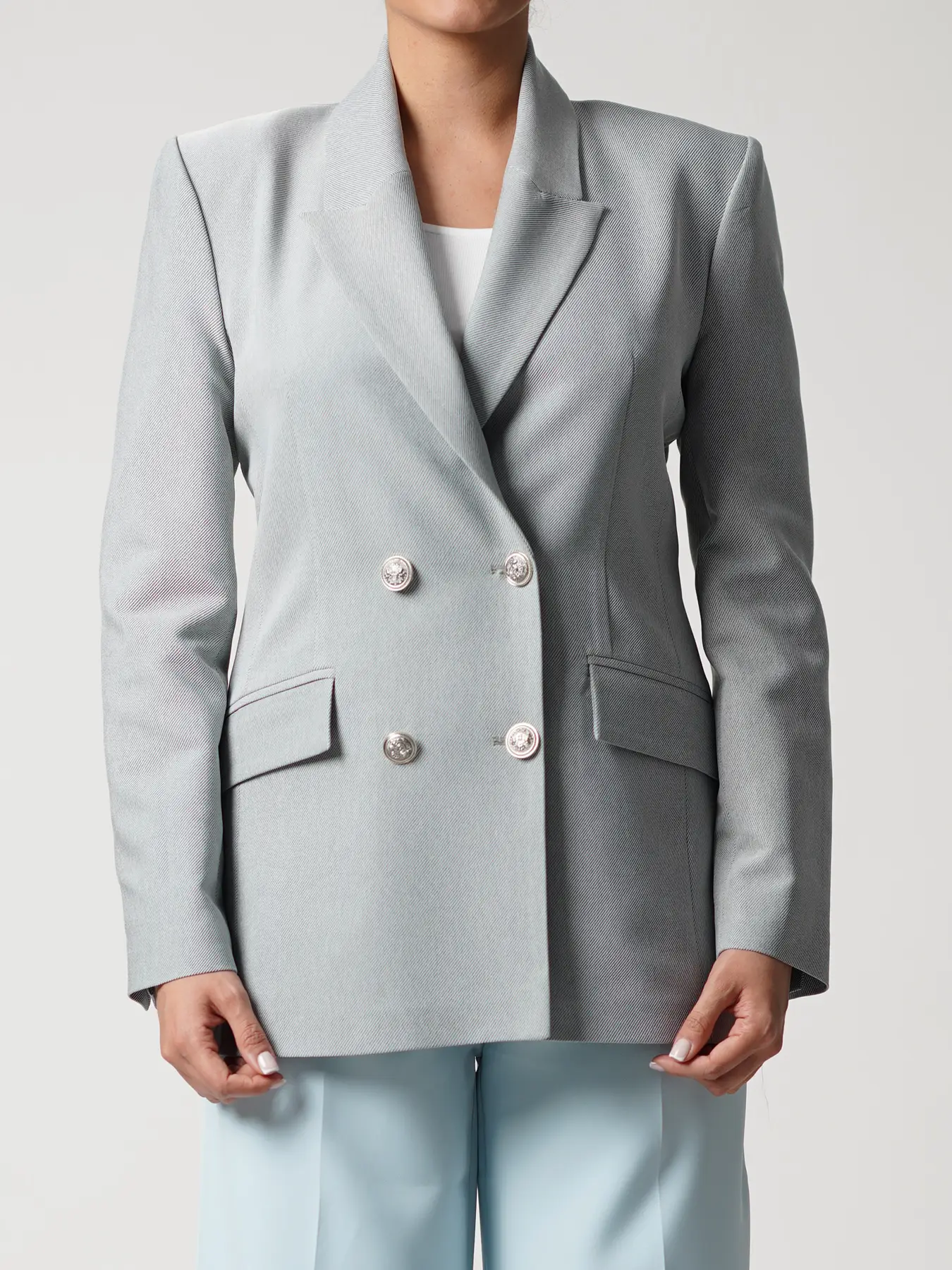 کت تک یقه بلیزر کج راه طوسی