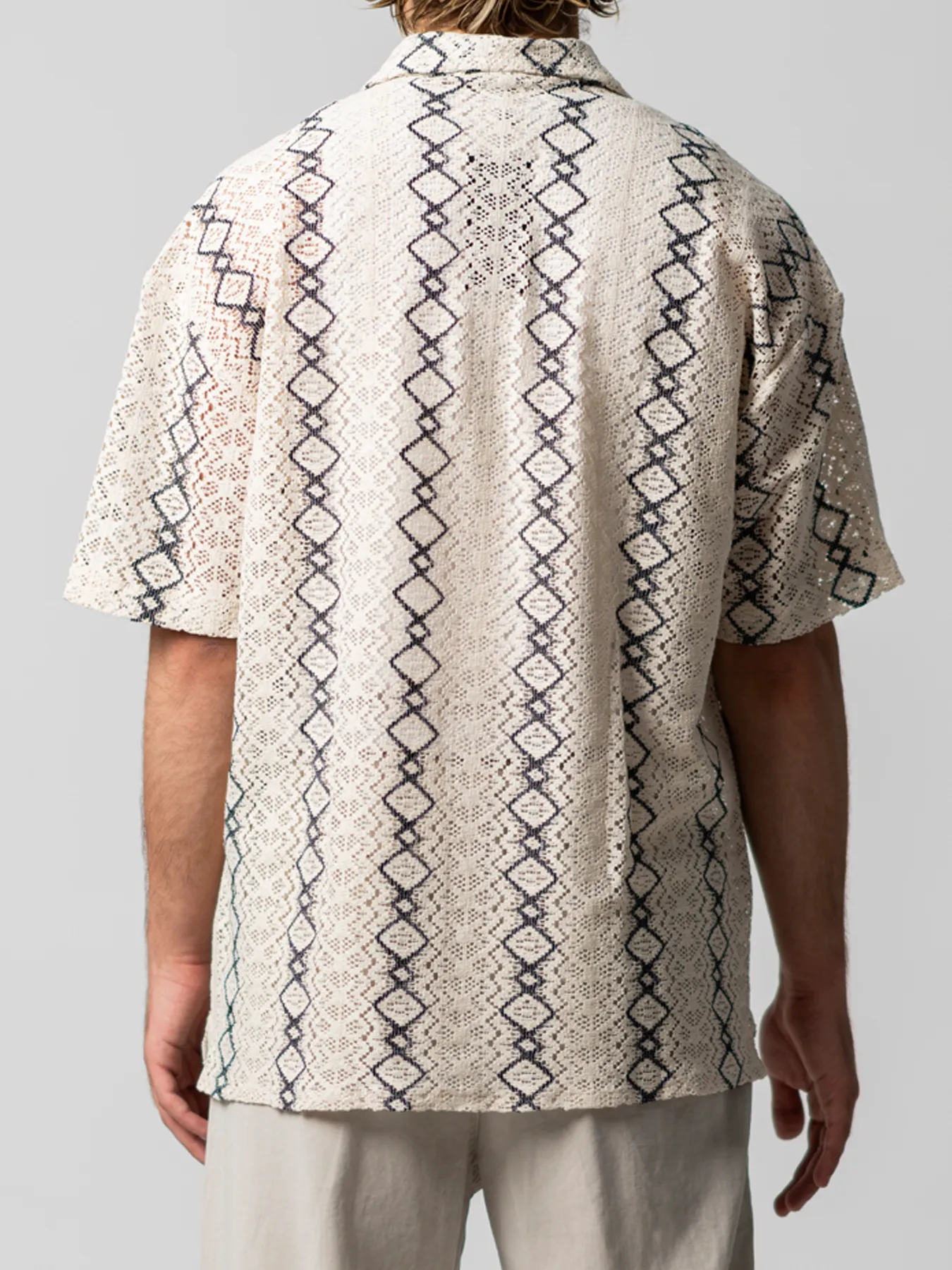 پیراهن مردانه مراکشی طرح لوزی آستین کوتاه