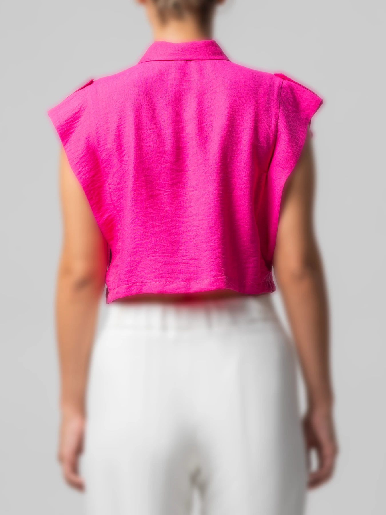 شومیز سرخابی کرسپو سرشانه پاگون دار 