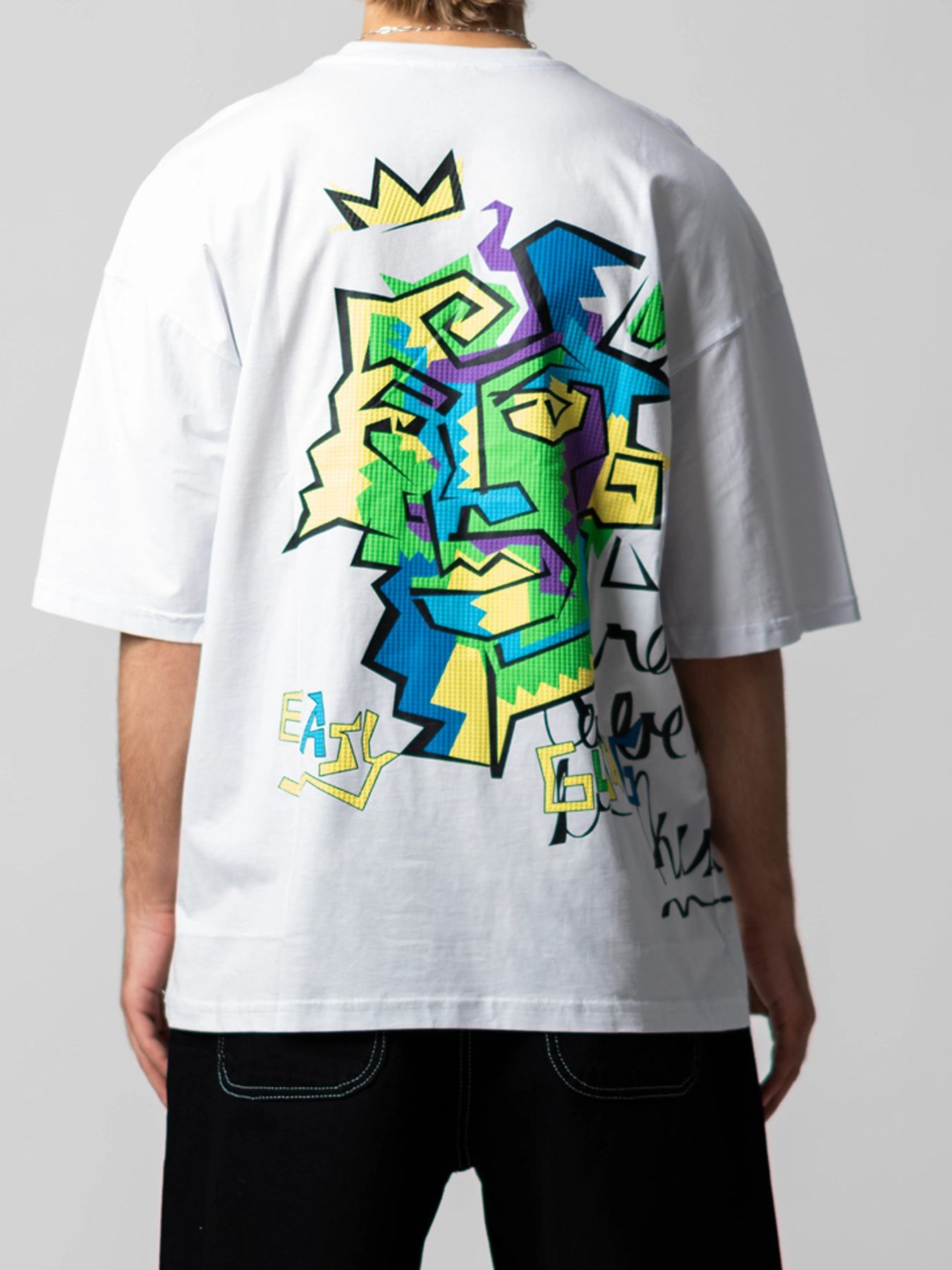 تیشرت مردانه طرح شلوغ یقه گرد