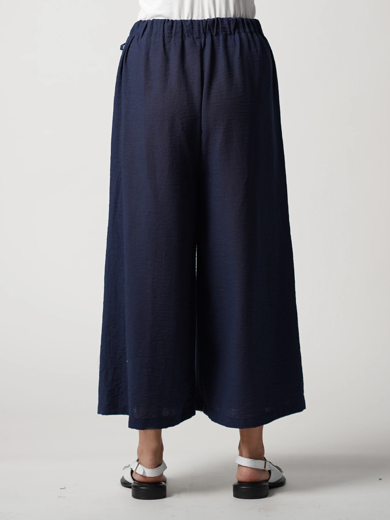 دامن شلواری سرمه ای طرح لینن کمربندگره ای 