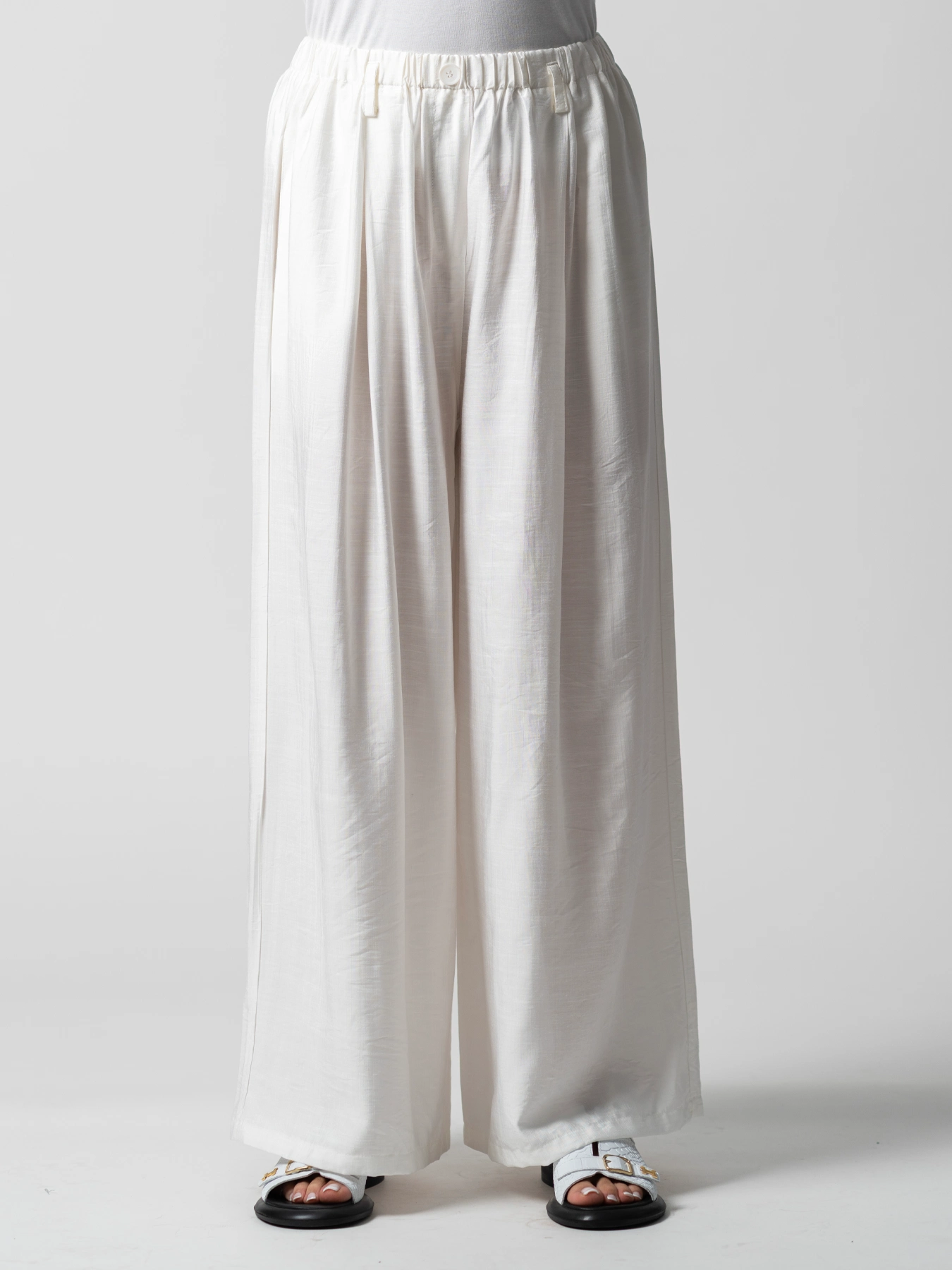 شلوار سفید زنانه کمرکش ساده 