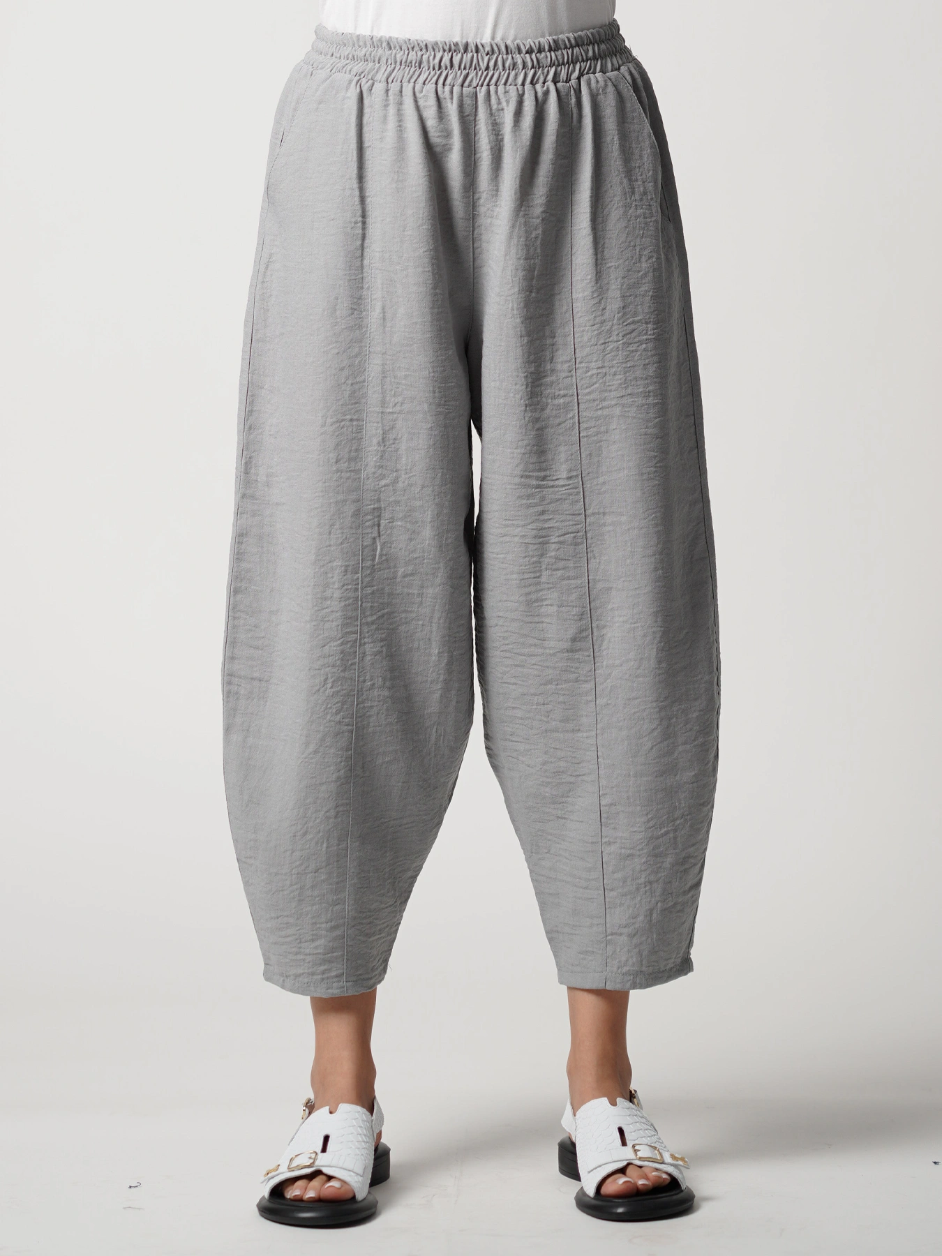 شلوار طوسی زنانه لینن مدل جافی 