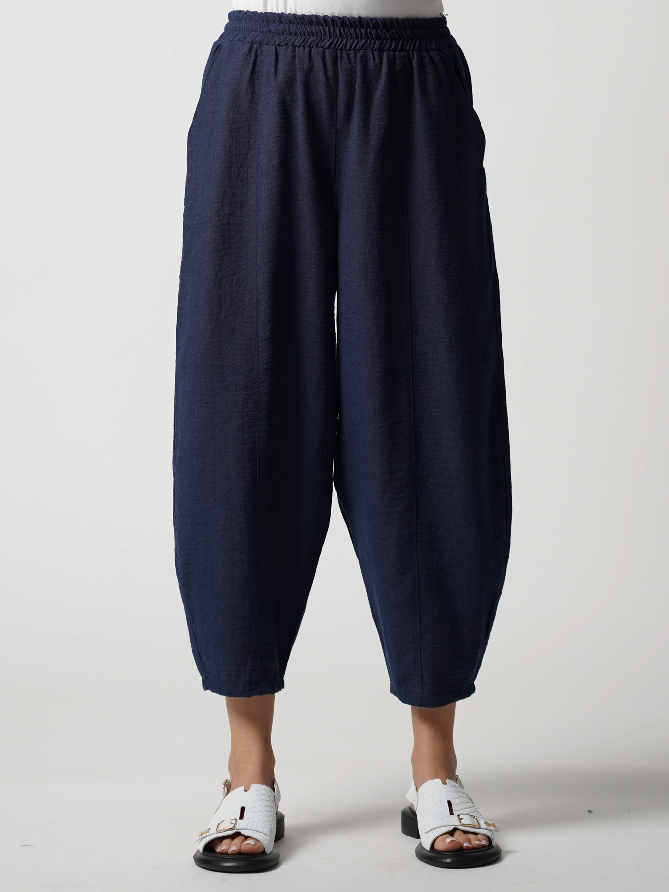 شلوار سرمه ای زنانه لینن مدل جافی