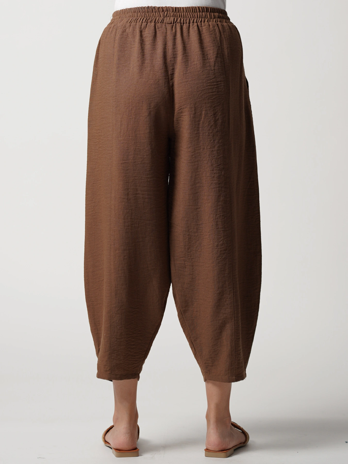 شلوار قهوه ای زنانه لینن مدل جافی 