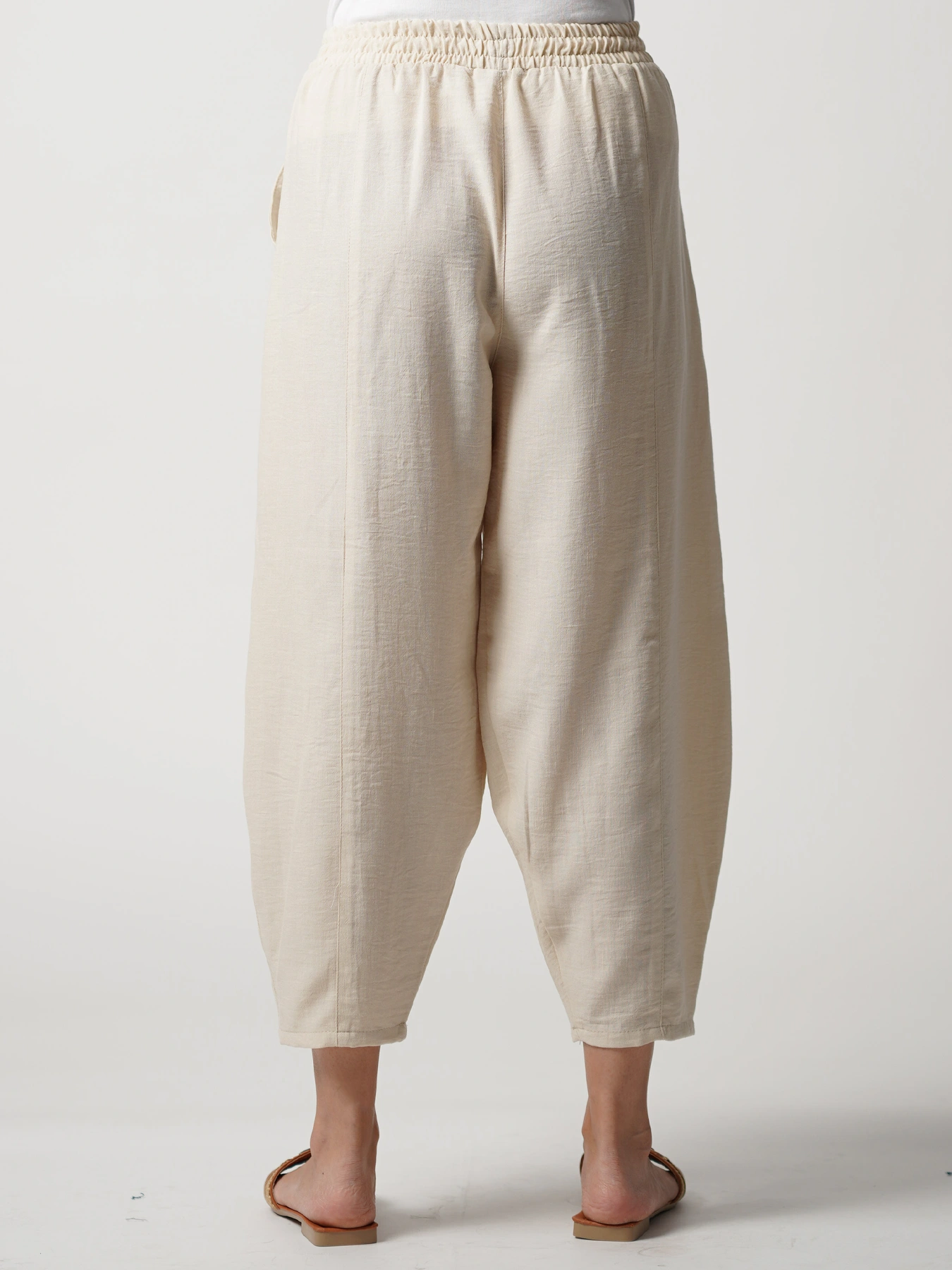 شلوار کرم زنانه لینن مدل جافی 