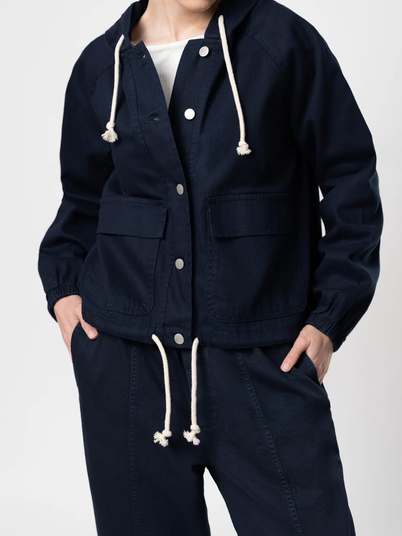 کت کلاه دار کتان سرمه ای 36