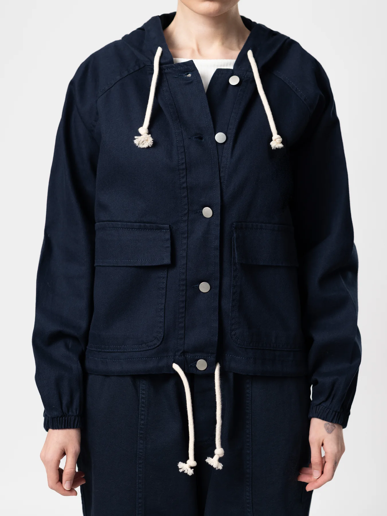 کت کلاه دار کتان سرمه ای 36