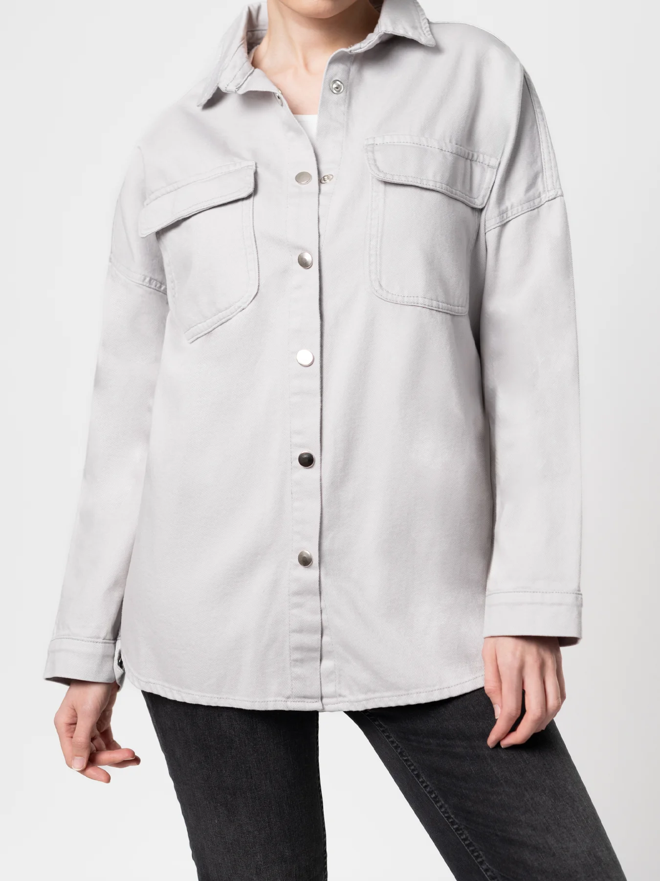 شومیز کتان دوجیب طوسی روشن 41