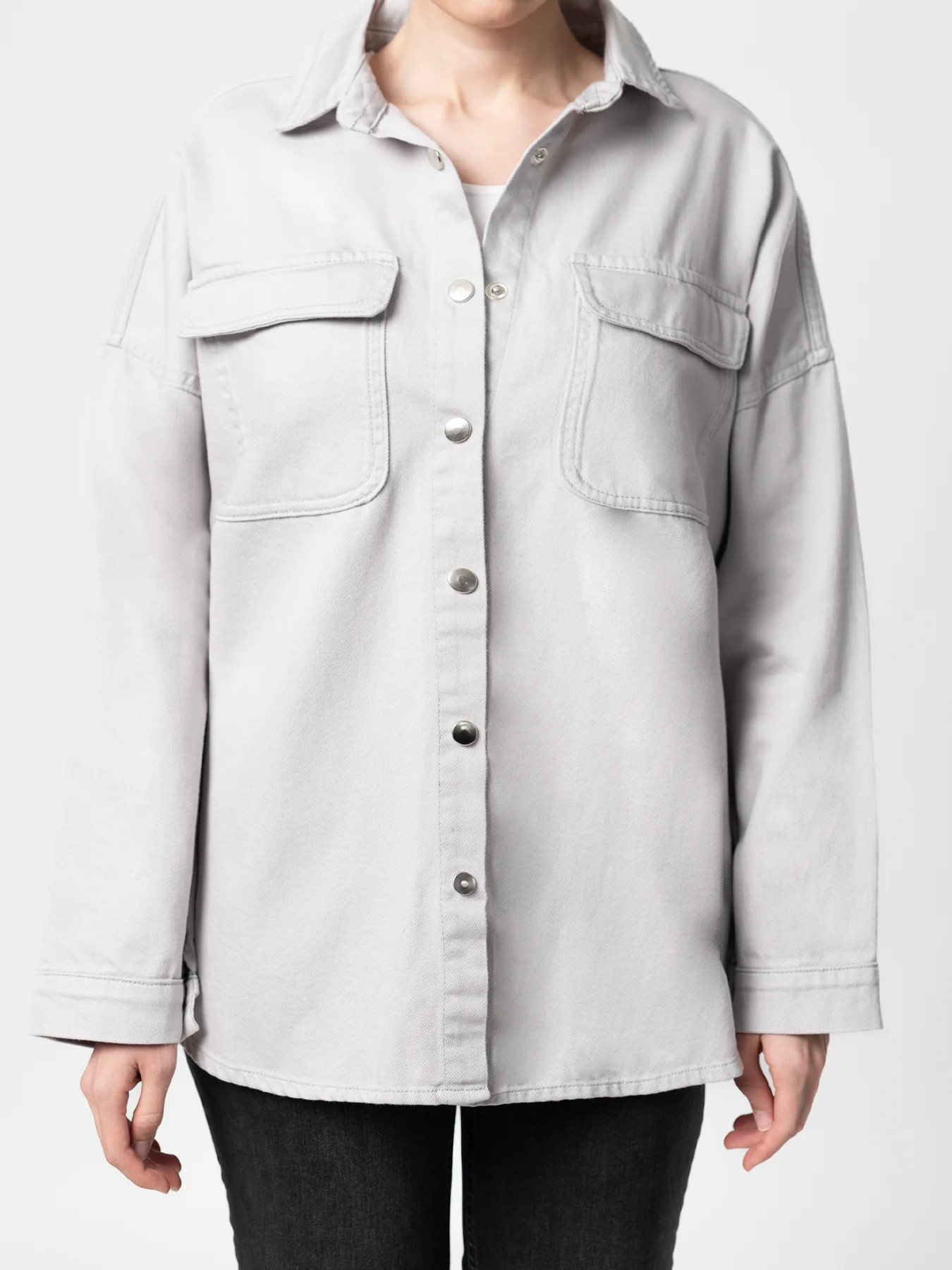 شومیز کتان دوجیب طوسی روشن 41