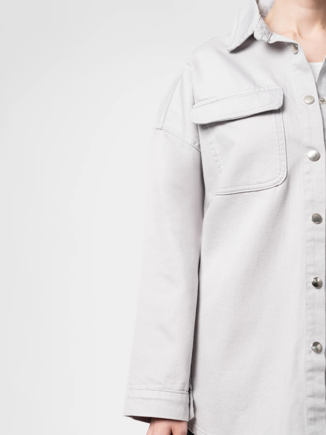 شومیز کتان دوجیب طوسی روشن 41